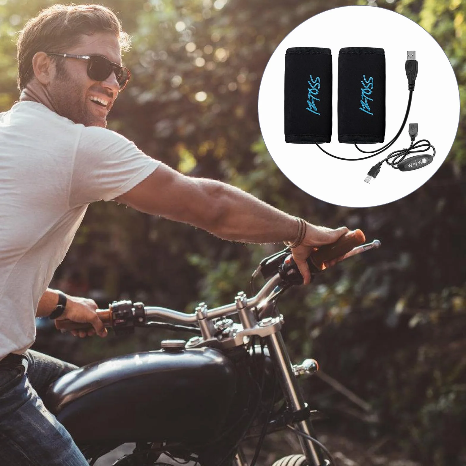 Manopole Riscaldate USB per Moto: 1 Paia Manopole Riscaldanti per Moto E Bicicletta, 5V USB Manopoles Riscaldate Motos, Riscaldamento Motos Grip per Diametro Impugnatura 22-30mm