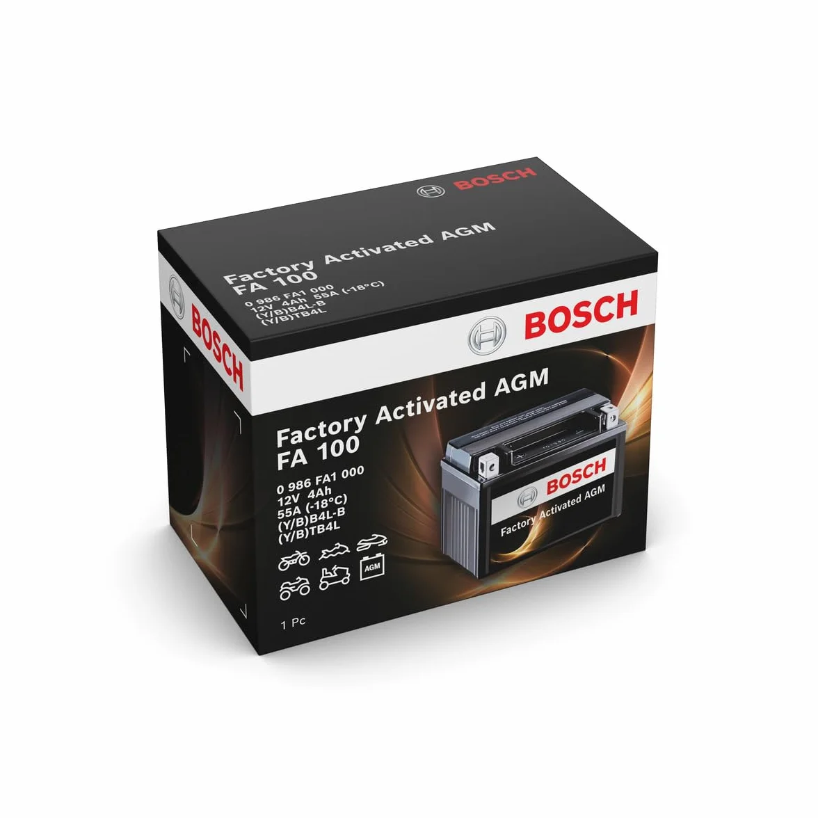 Bosch FA100 Batteria AGM per Motocicli 12V 55A 4Ah Compatibile M4F17 BB4L-B BTB4L