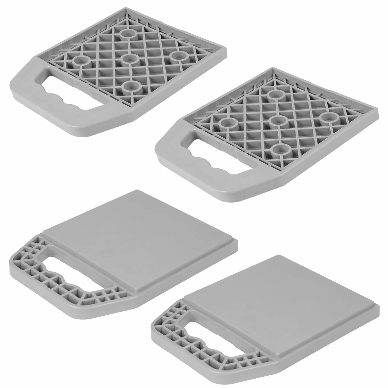 Set di 4 piastre di supporto per roulotte 23x17x2cm impilabili con maniglia stabilizzatrici