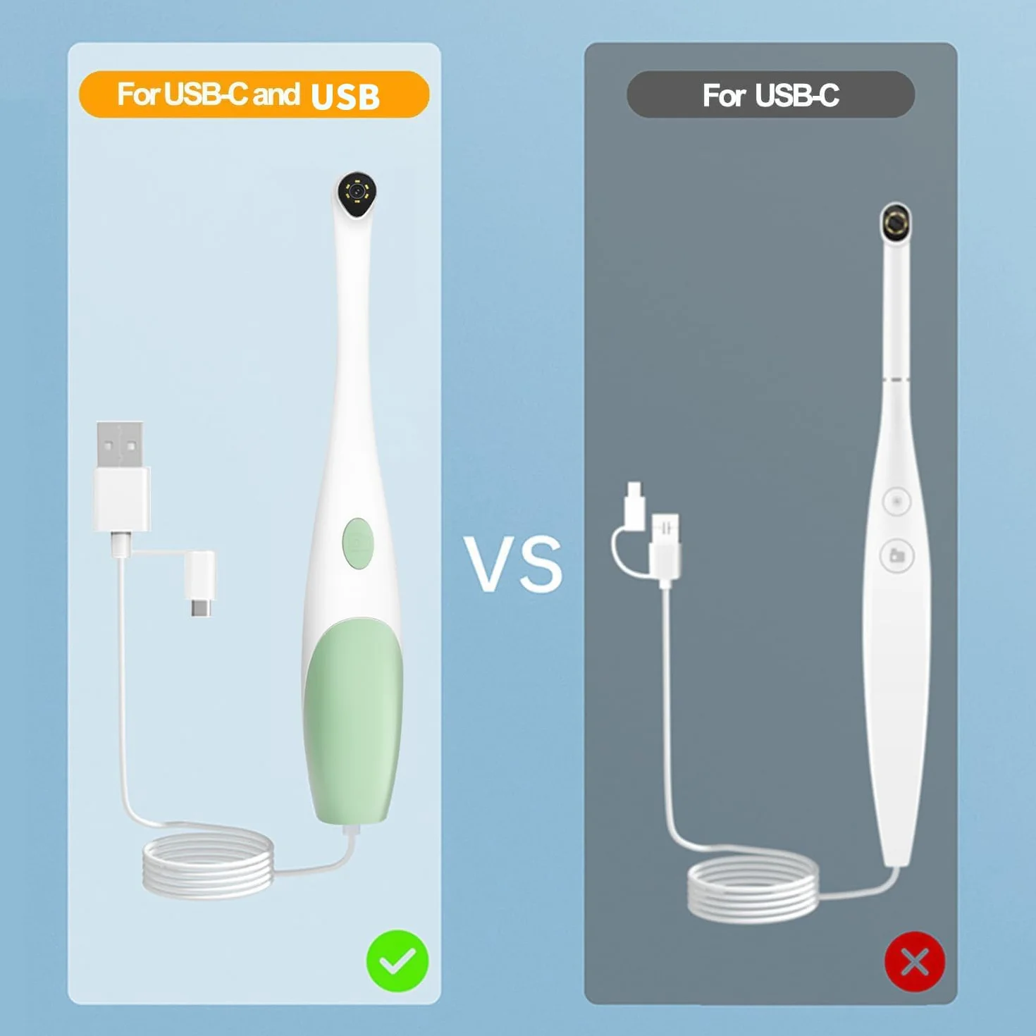 Endoscopio Orale 1920P HD Telecamera Dentale con 8 Luci LED Regolabili per Android e PC