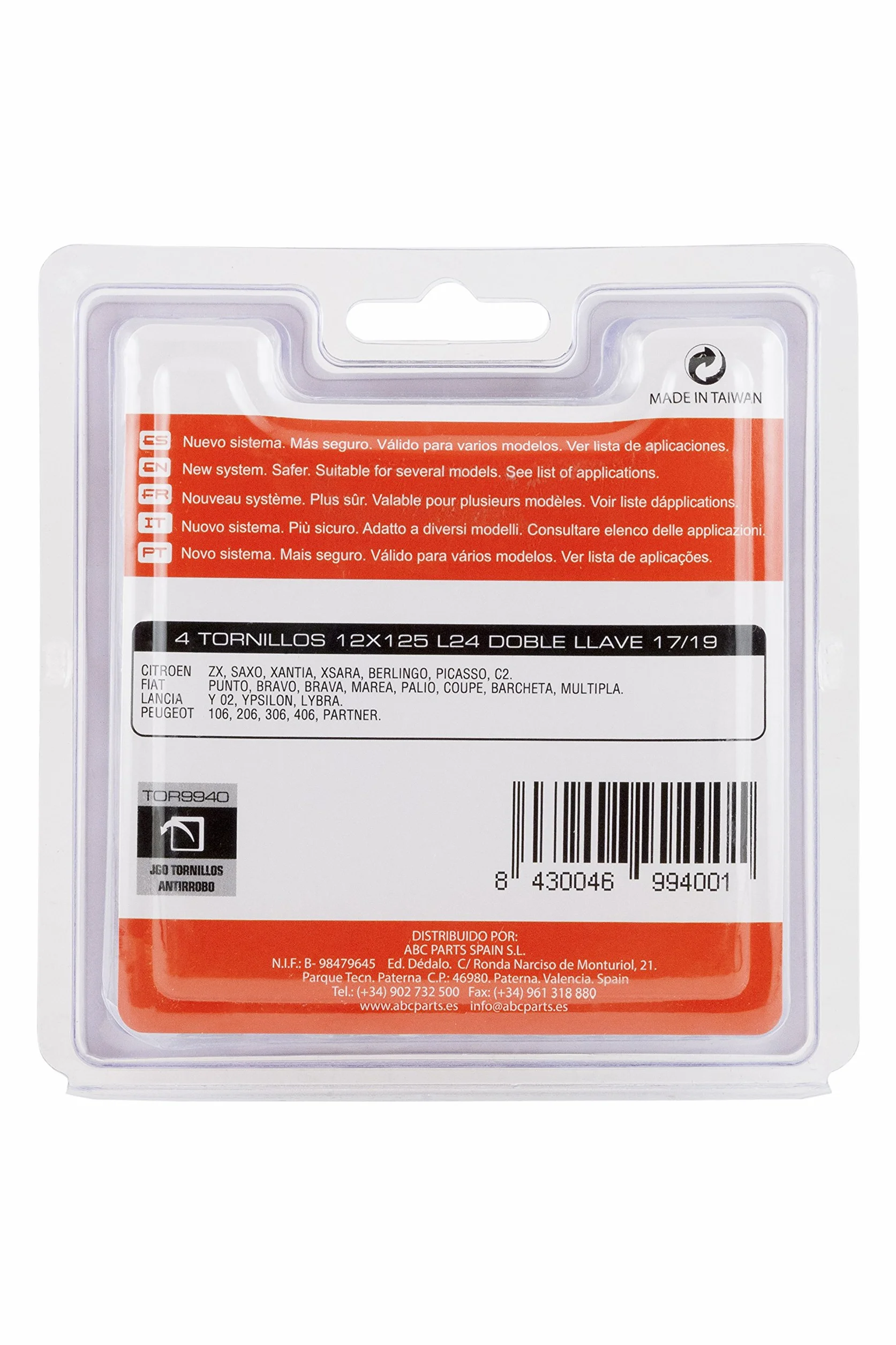 ABC Locks BC Corona TOR9940 Bulloni Antifurto Ruote Auto M12 x 1,25 L 24 mm 17