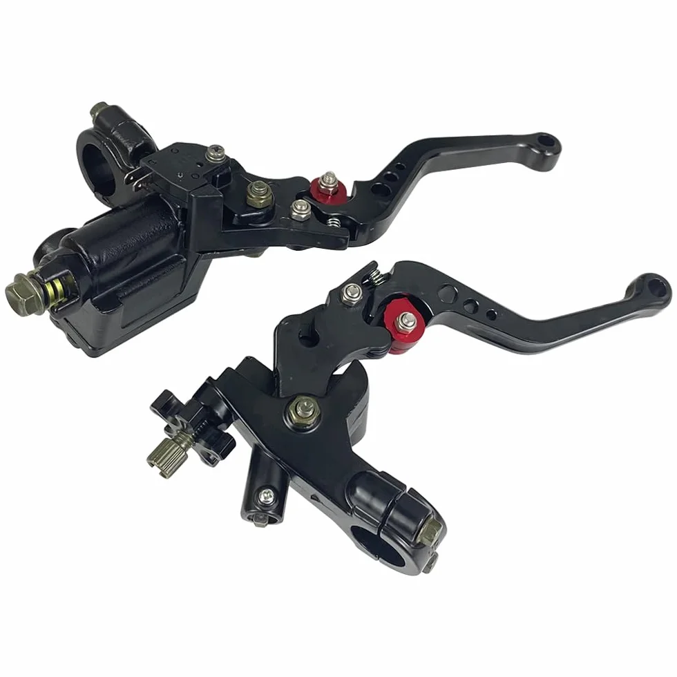 Upgrade 7/8" 22mm Universale Pompa Cilindro Maestro Freno Leva frizione Sinistra Destra Set Compatibile con Polaris Yama-ha Suzuki Honda Kawa-saki Moto (Nero)