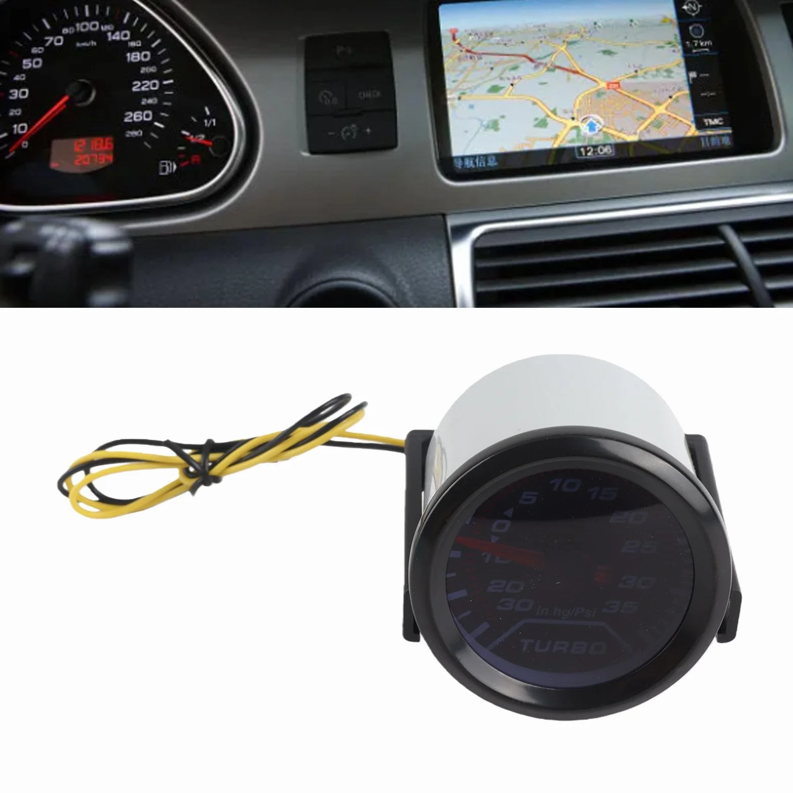 Indicatore Turbo Boost, Indicatore Turbo Boost Universale per auto, Indicatore Boost Gauge, Misuratore PSI Turbo Boost digitale da 2 pollici per auto universale 12V LEDindicatore turbo boost per auto