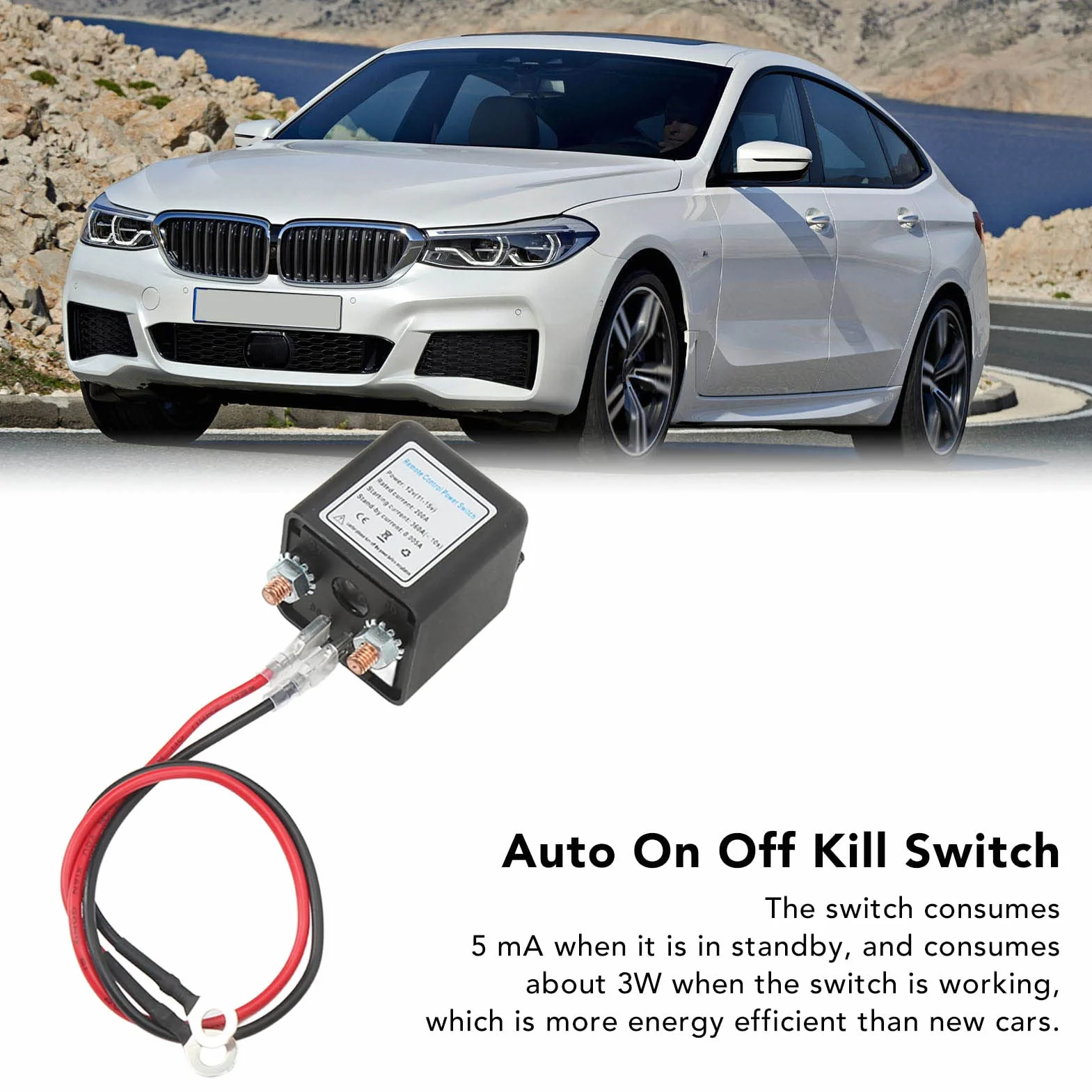 DC12V Interruttore di Disconnessione della Batteria a Distanza con Telecomando per Auto Barca Marine Camion, Interruttore Sezionatore Batteria Master con 2 Clip Per Batteria, Terminale in Rame(#2)