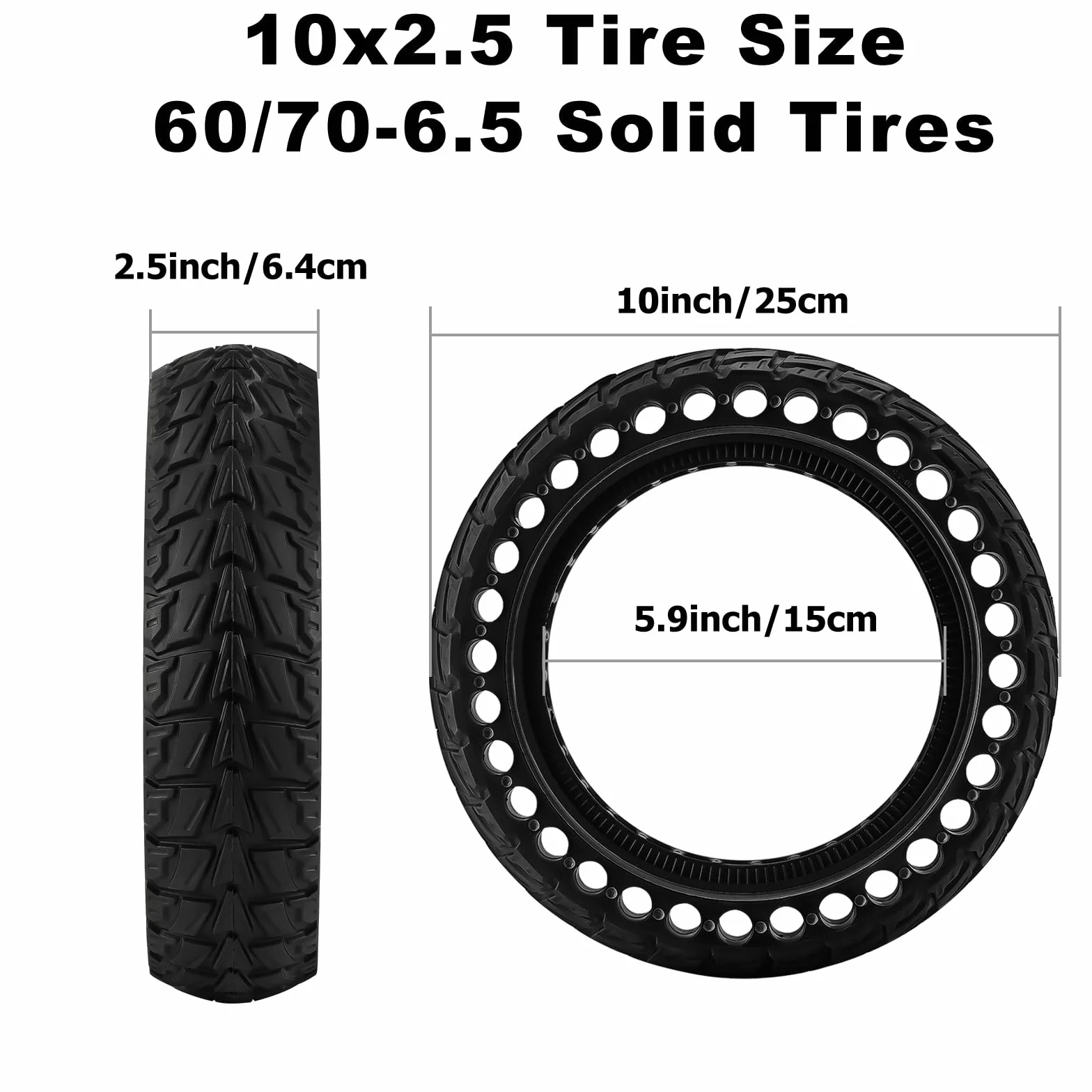 1PCS Ruota 60/70-6.5 Monopattino Elettrico, Copertone Monopattino 10x2.50-6.5 Compatibile con Ninebot G30/G30D/G30LP/G30D/Max G30/G30 2, 10x2.5 Gomma Piena Pneumatici per Hiboy S2 Pro/S2 Max