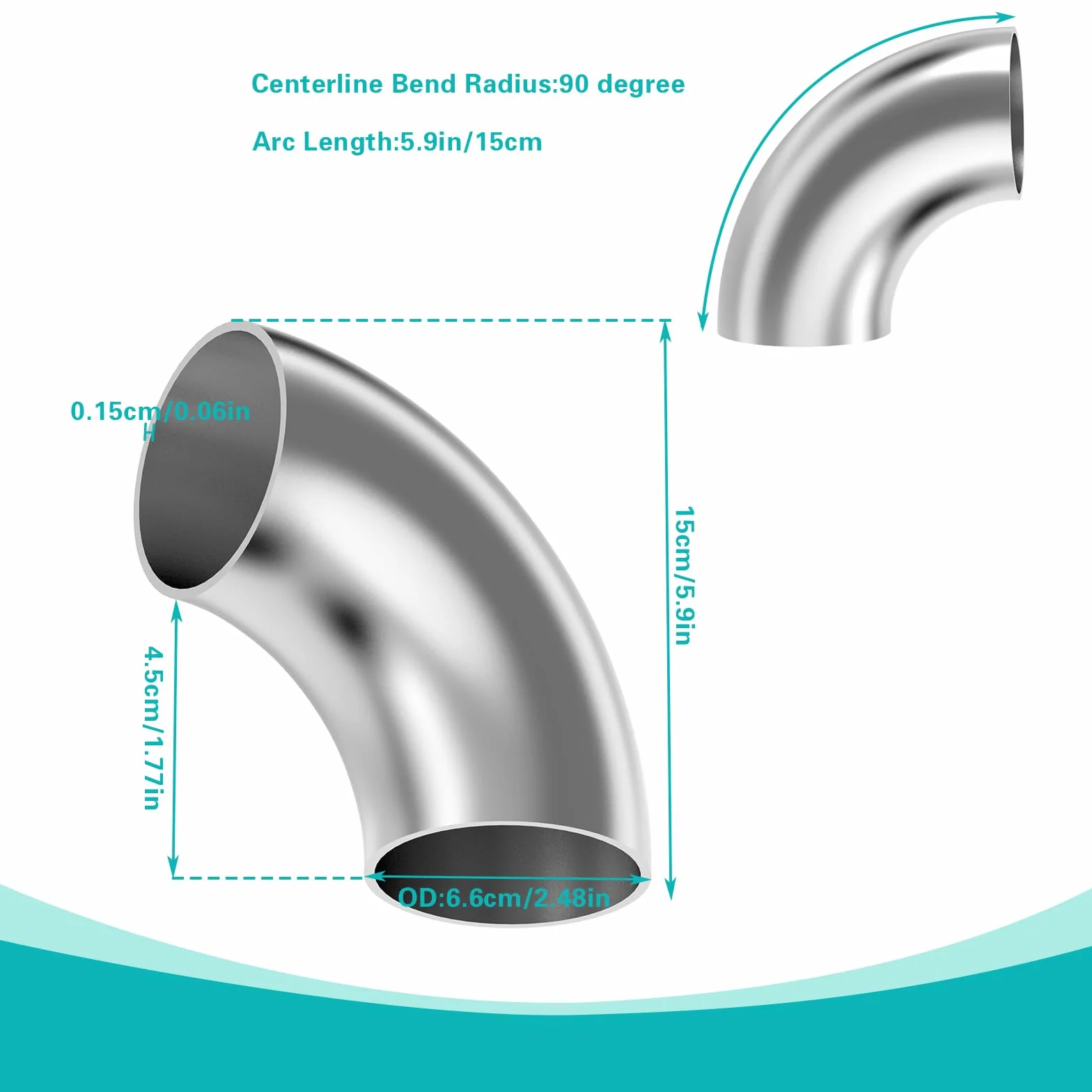 4 pezzi arco in acciaio inox 90 gradi 63 mm OD tubo di scarico arco per collettore di scarico automobilistico, corrimano per scale, sistema di scarico