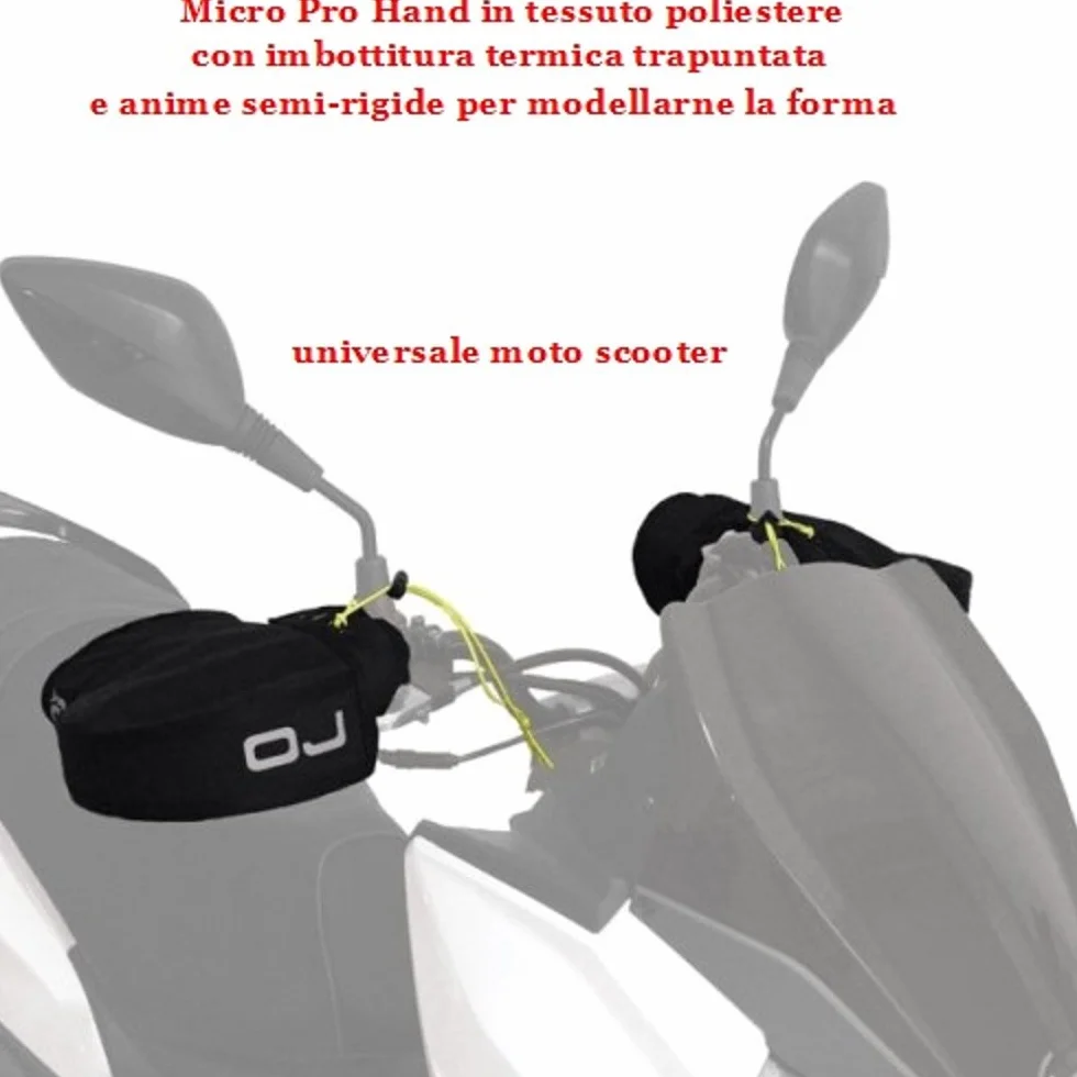 OJ C011 Micro Pro Hand- Set Coprimani Universale, 100% Poliestere spalmato con tecnologia wind resistance, Compatibile con Scooter, Maxi scooter e Moto, Nero, Taglia Unica