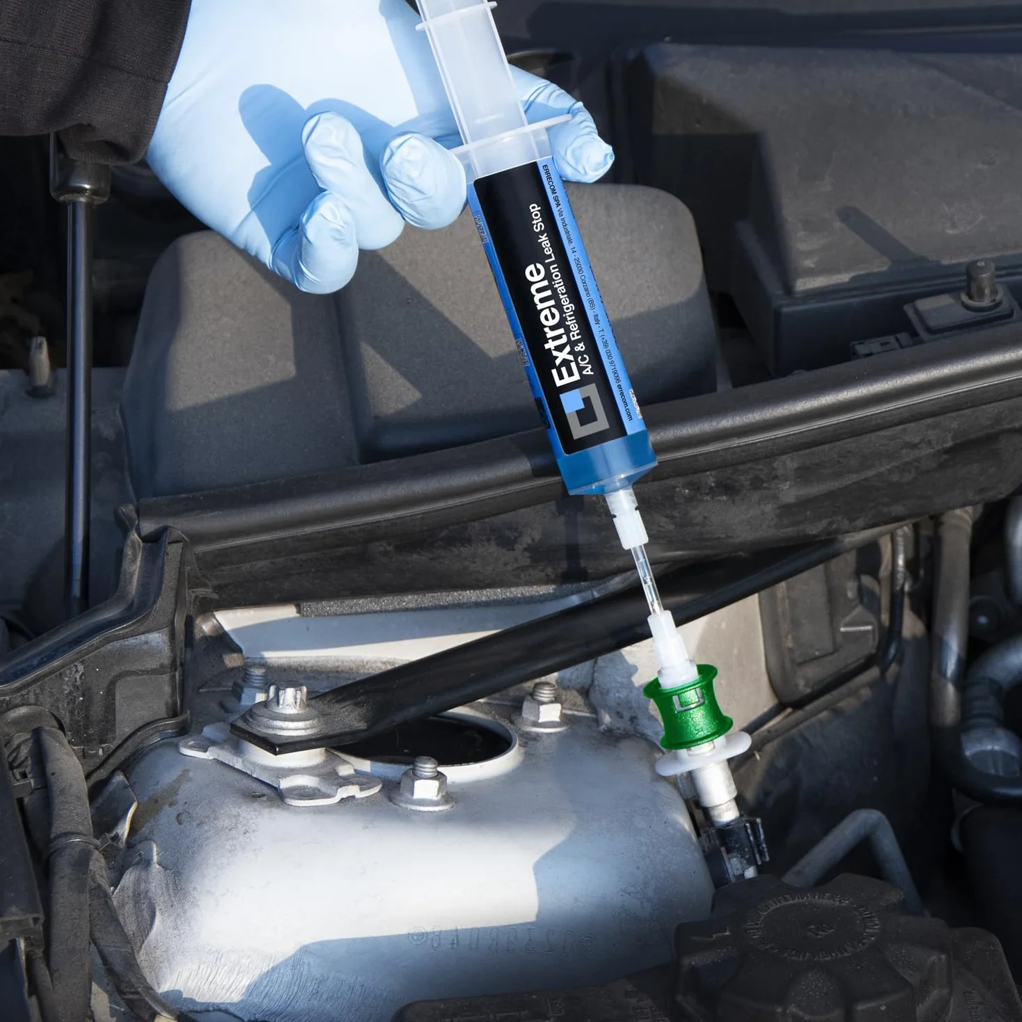 ERRECOM Extreme - 30 ml, Turafalle per Impianti di Climatizzazione Auto funzionanti con Gas Refrigerante R1234yf, Include Adattatore per Valvola di Carica Lato Bassa Pressione Gas R1234yf