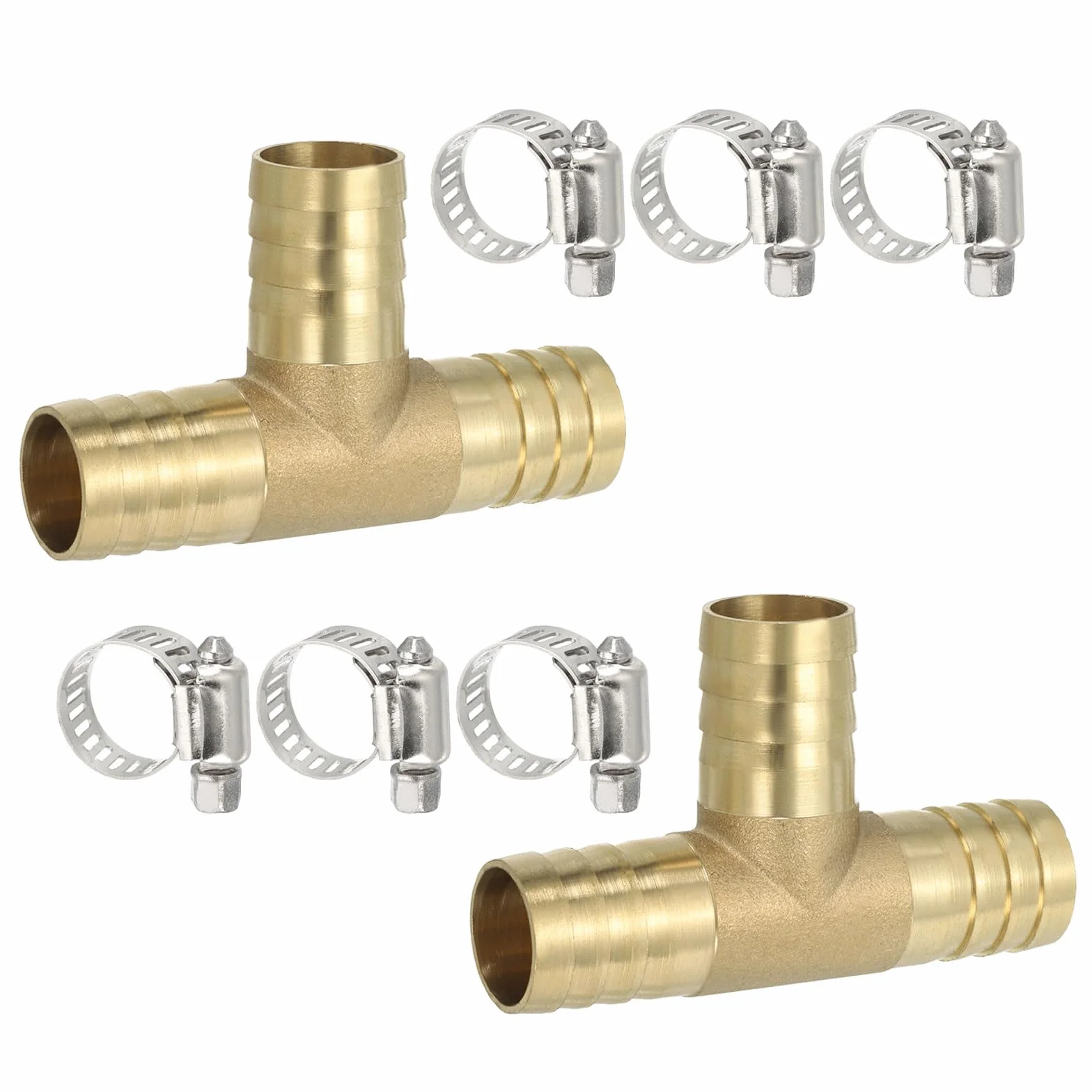 PATIKIL 5/8" Raccordi A T Di Ottone, 2 Pezzi Unioni A 3 Vie Con Barbette E Fascette Per Aria Acqua Gas