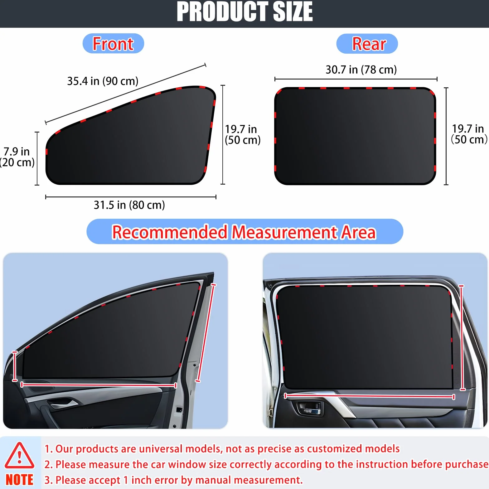 ZATOOTO Parasole per Auto 4 Pezzi Protezione Solare Anti-UV Poliestere Nero