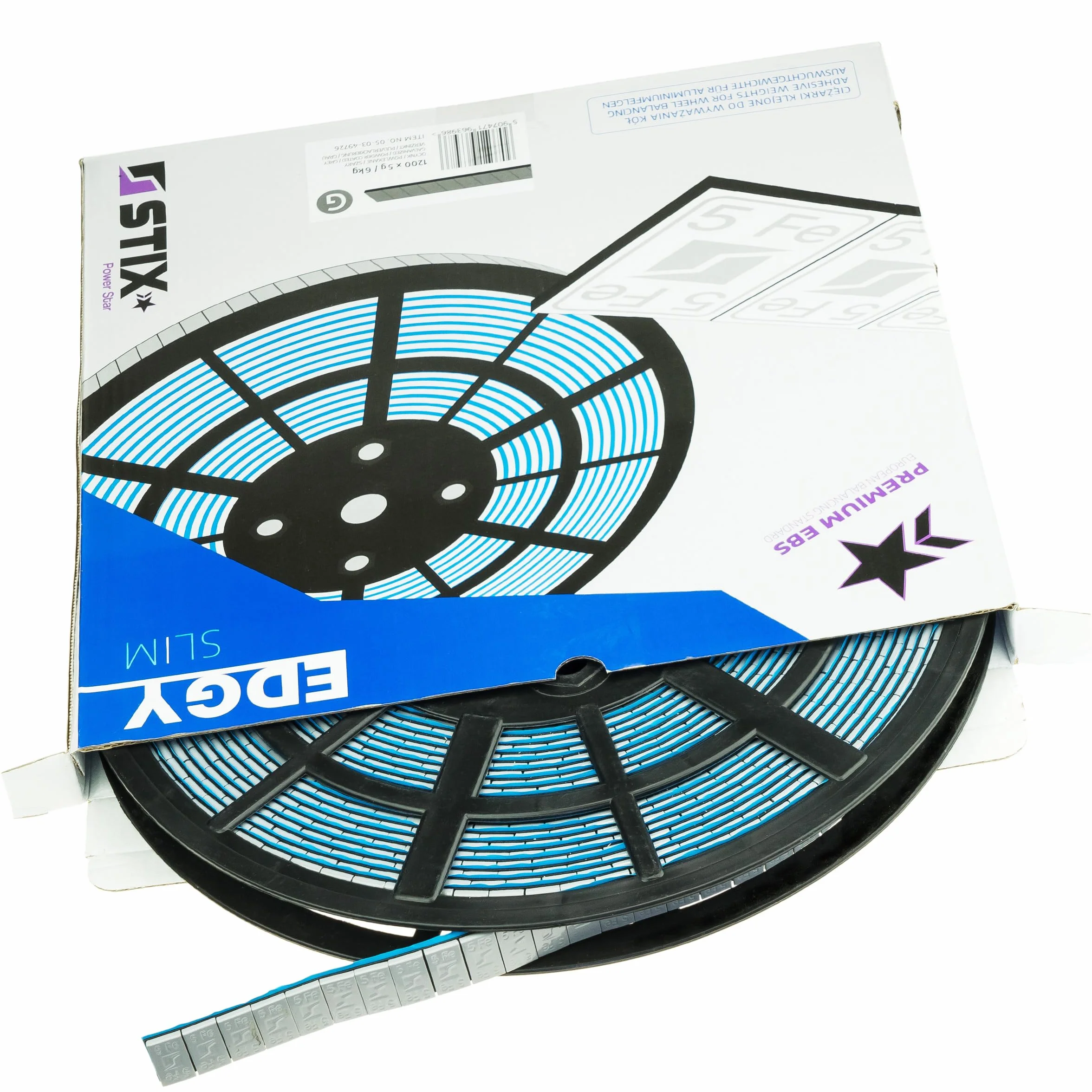 Stix Automotive Equipment - Pesi Adesivi di bilanciamento - Rotolo da 6 kg - 1200 x 5 g - Edgy - Slim - Autoadesivo