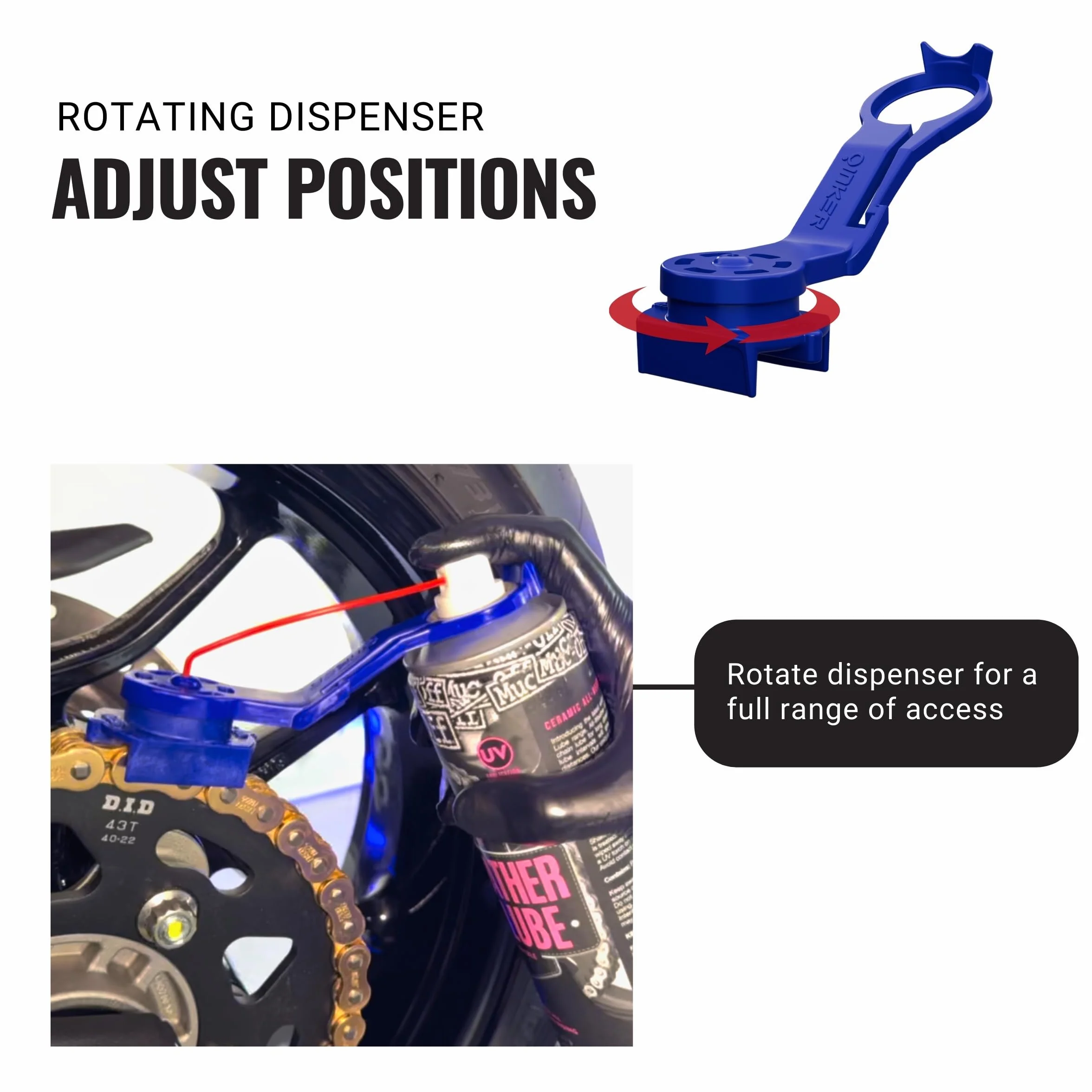 Oinker Oliatore per Catena per Moto (Dimensioni Catena 530) Strumento per Catena Dirtbike Streetbike Motocross Enduro Trial