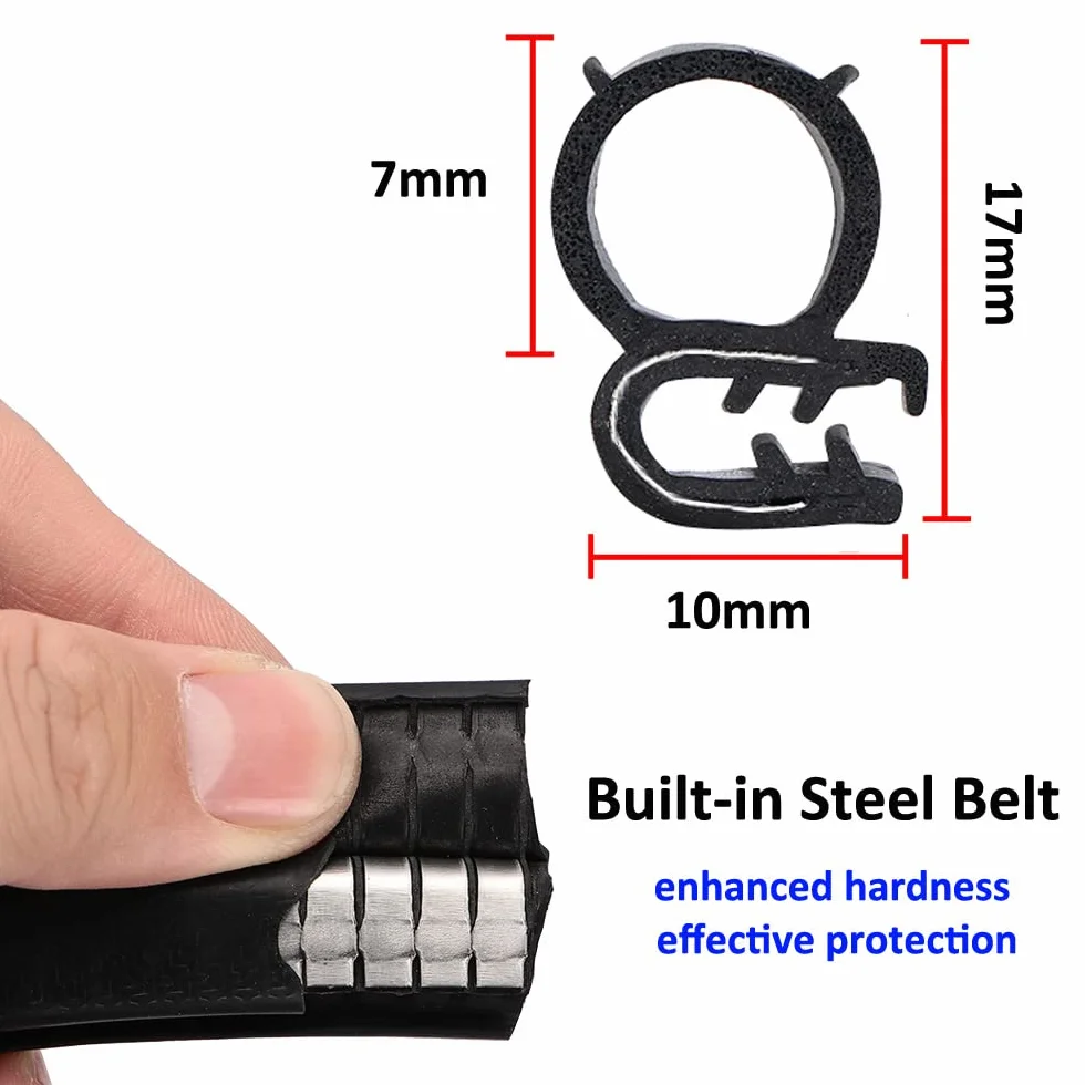ETOPARS 118" Pollice Guarnizione in Gomma per Porta Auto Protezioni del Bordo della Portiera Forma U Striscia di Tenuta con Lampadina Laterale per Auto Barca 10mm X 17mm