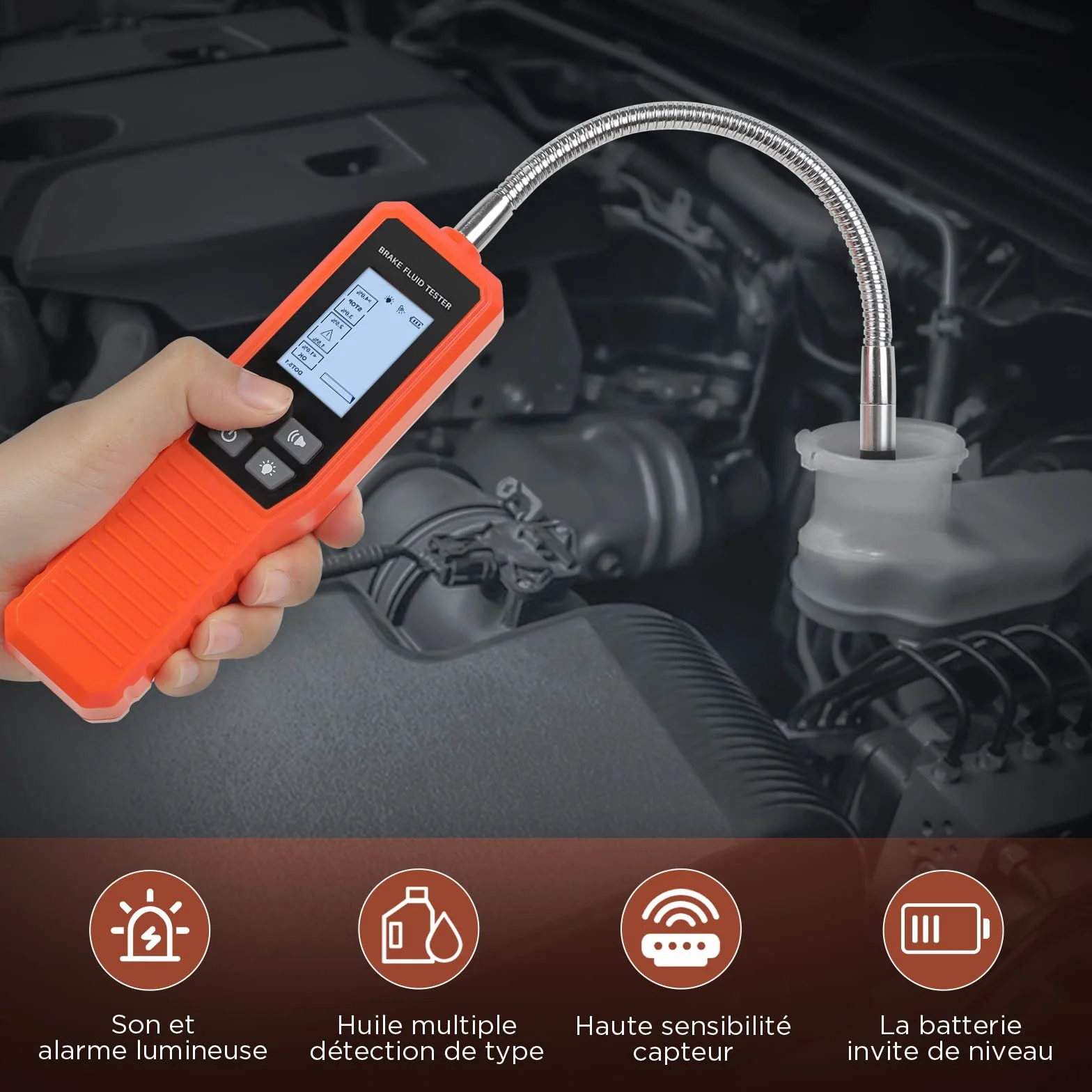 KAISAL Tester del liquido dei freni per DOT3 DOT4 DOT5.1 con allarme acustico e ottico