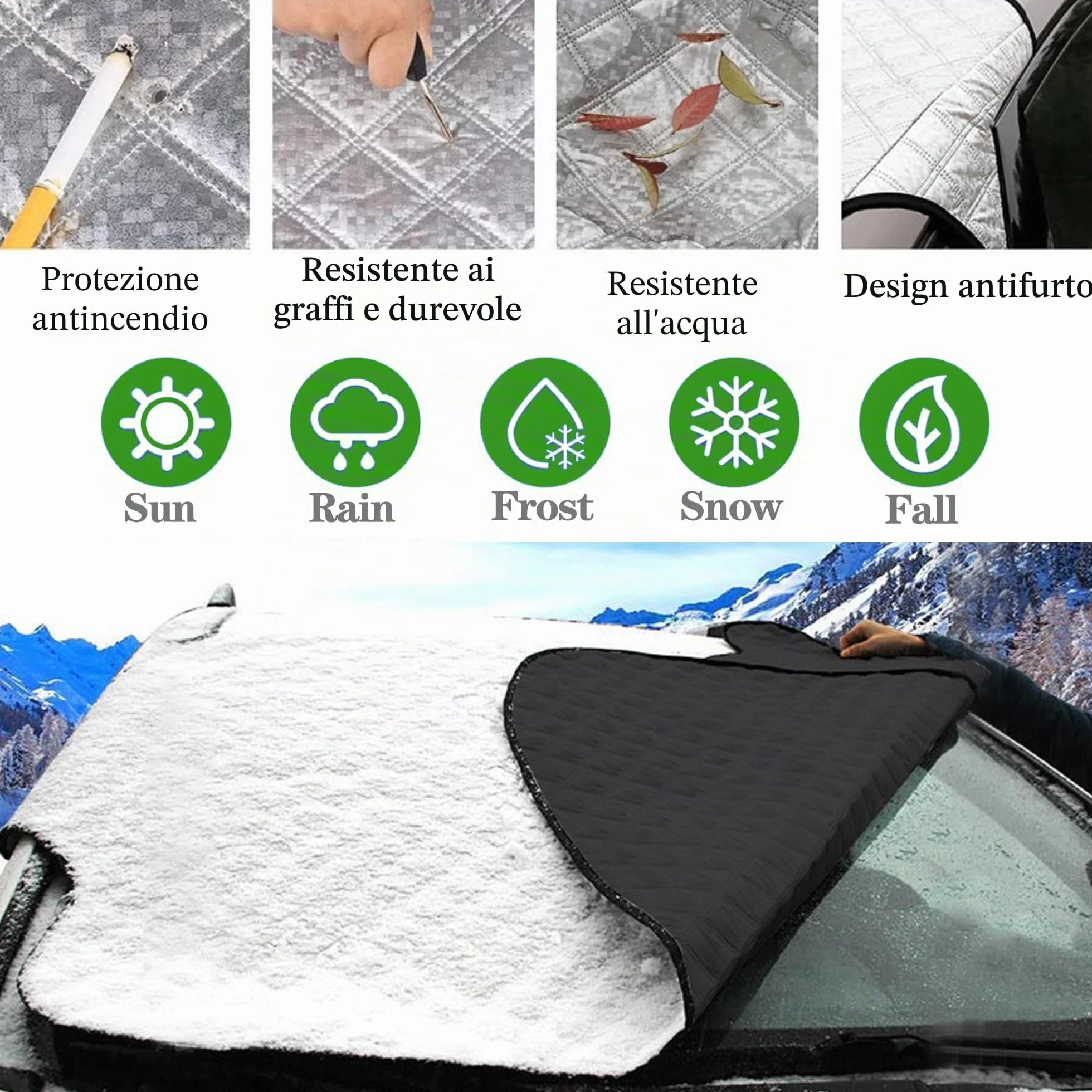 Copri Parabrezza Auto 4 Strati Ispessire Antighiaccio Ripiegabile Esterno