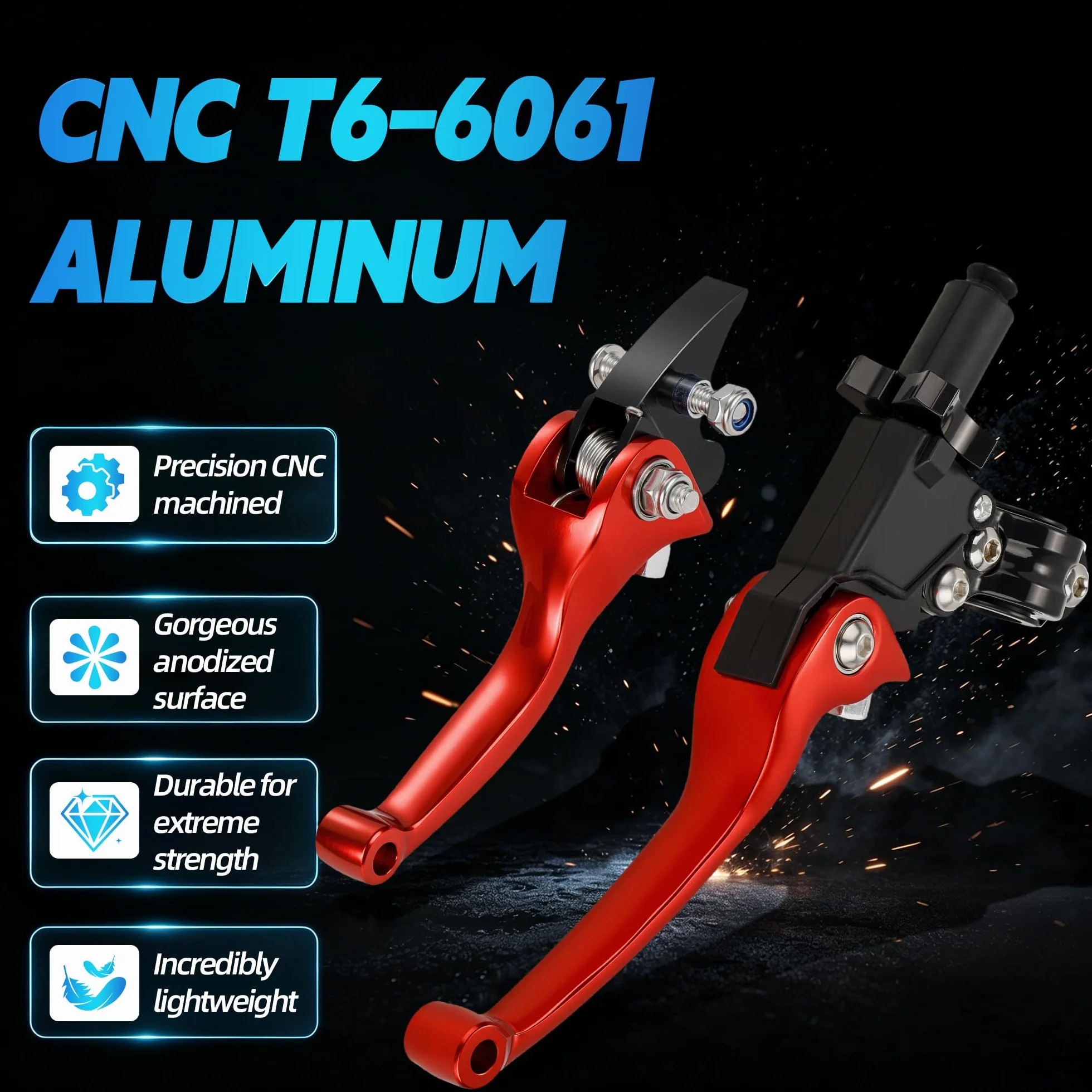 Leva frizione freno pit bike 1 coppia 7/8" 22mm alluminio forgiato pieghevole per 50CC-150CC CRF XR 90/110/125/140/150cc Pit Dirt Bike ATV Mini Bike Rosso