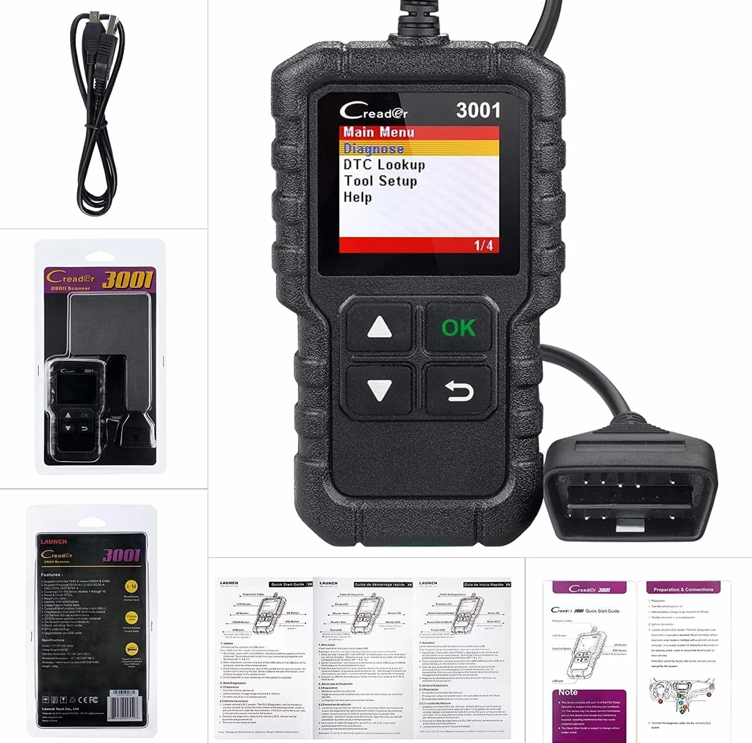 LAUNCH Creader 3001 OBD2 Diagnosi Auto Lettore Codici Cancellazione Errori