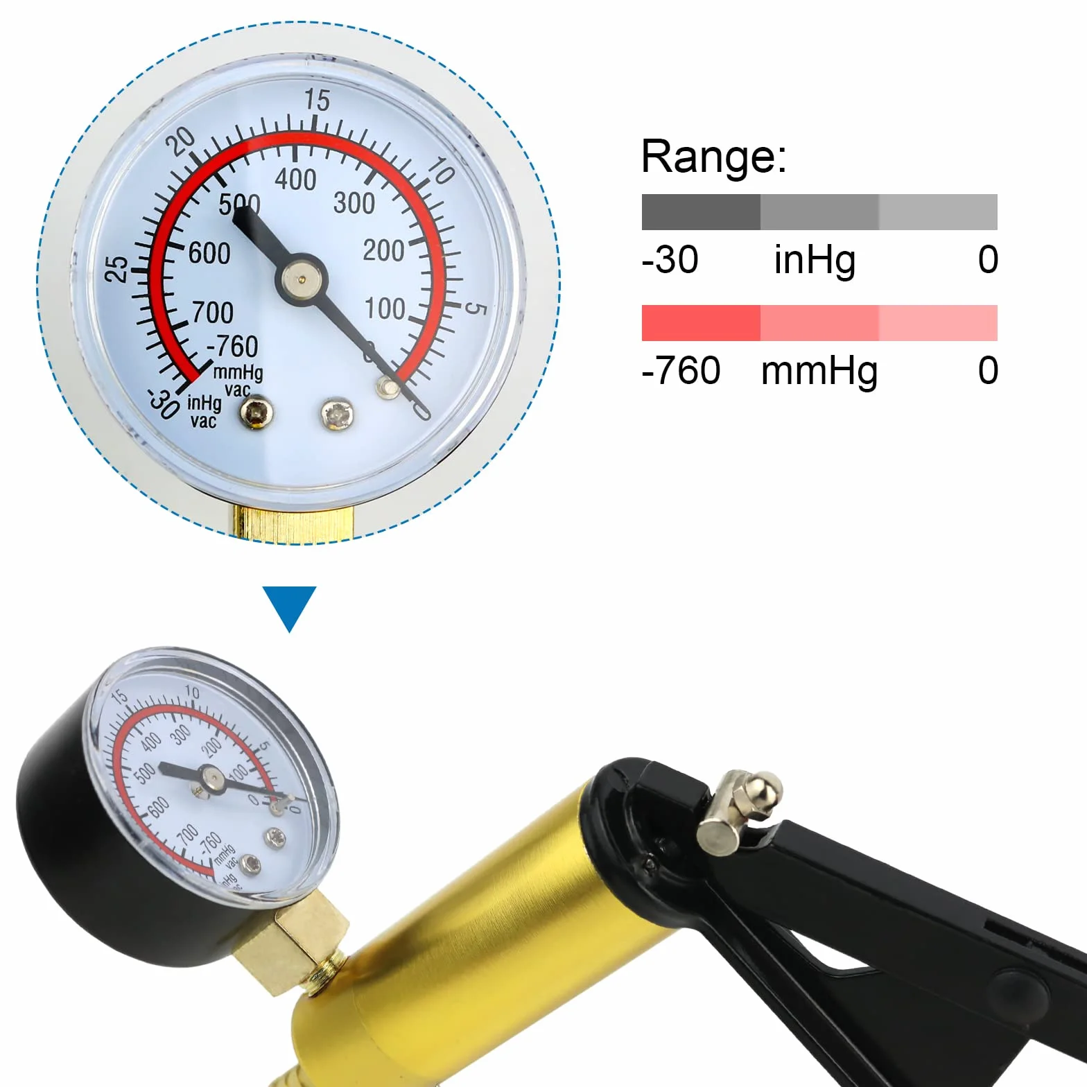 Tester per Pompa a Vuoto per Spurgo Freni, 17pcs Kit Auto Freno con Indicatore di Vuoto 760 mm HG