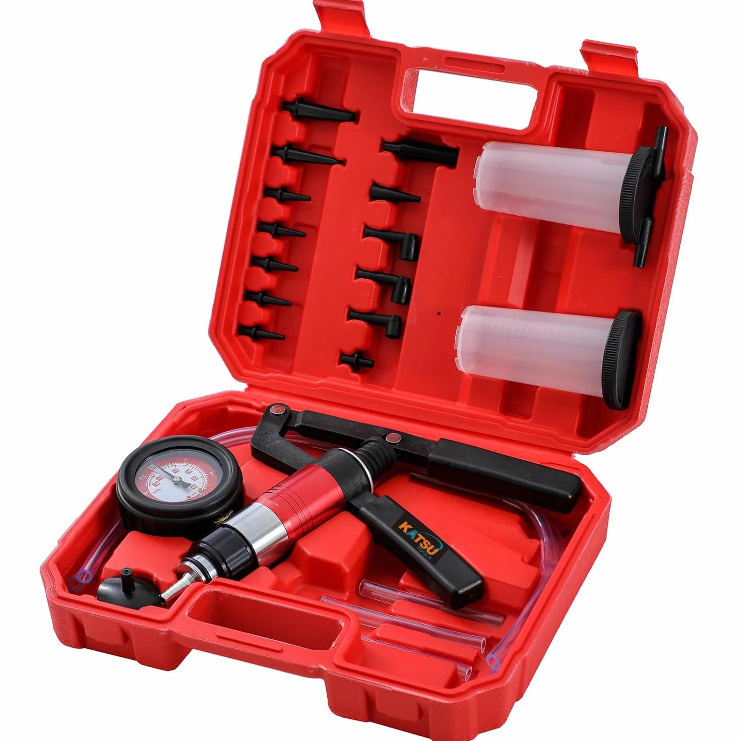 KATSU Tools Kit di spurgo freni 2 in 1, tester pompa a vuoto e pressione portatile