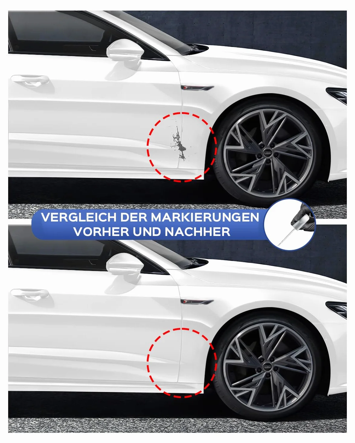 Audi Kit di vernice per ritocchi bianco metallizzato per graffi e scheggiature