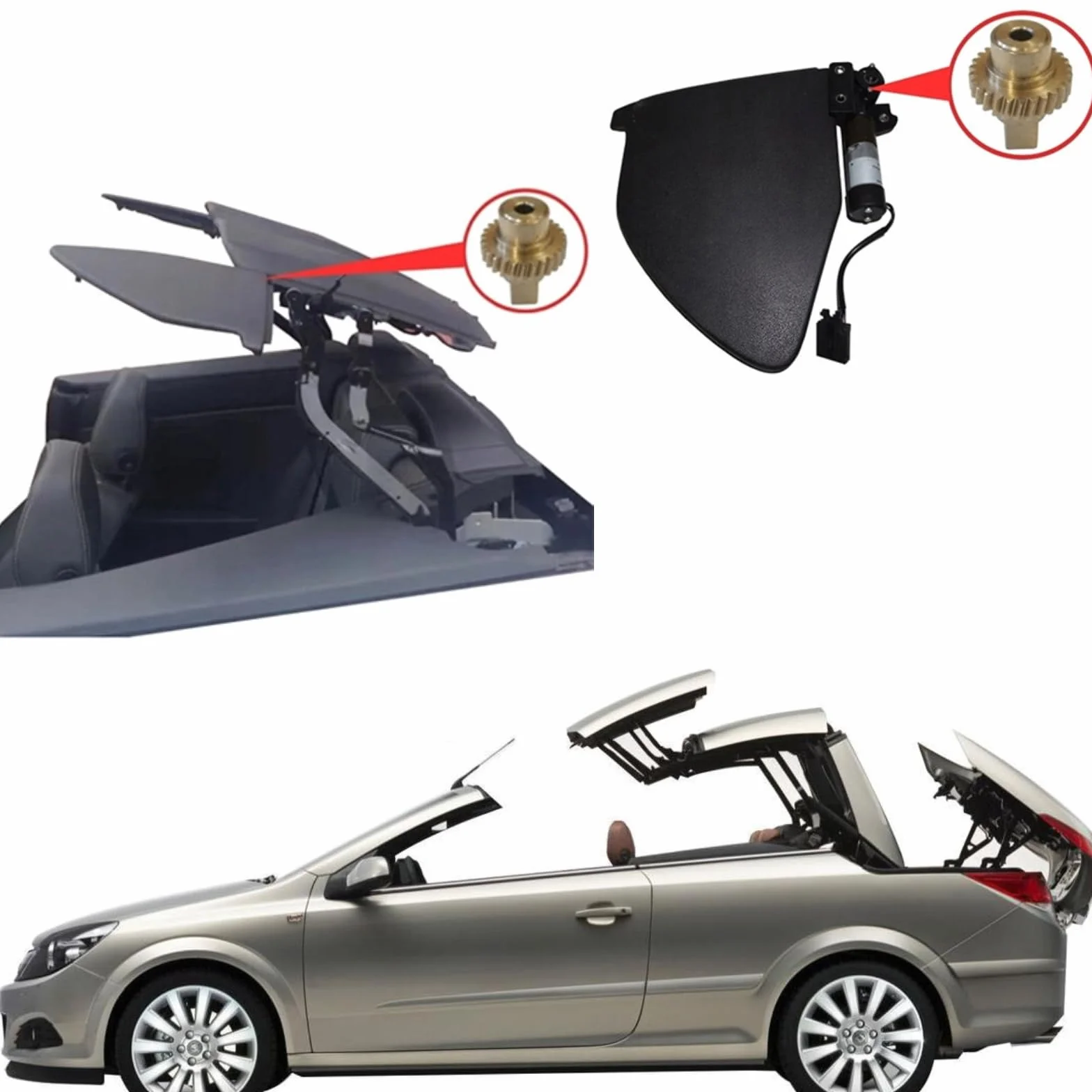Twowinds - Ingranaggio Tettuccio Apribile 93188313 Compatibile con Opel Astra Twin Top Cabrio - Pignone Tetto Convertibile - Ingranaggio Tetto Scorrevole - Pignone Cofano Motore (2 unità)