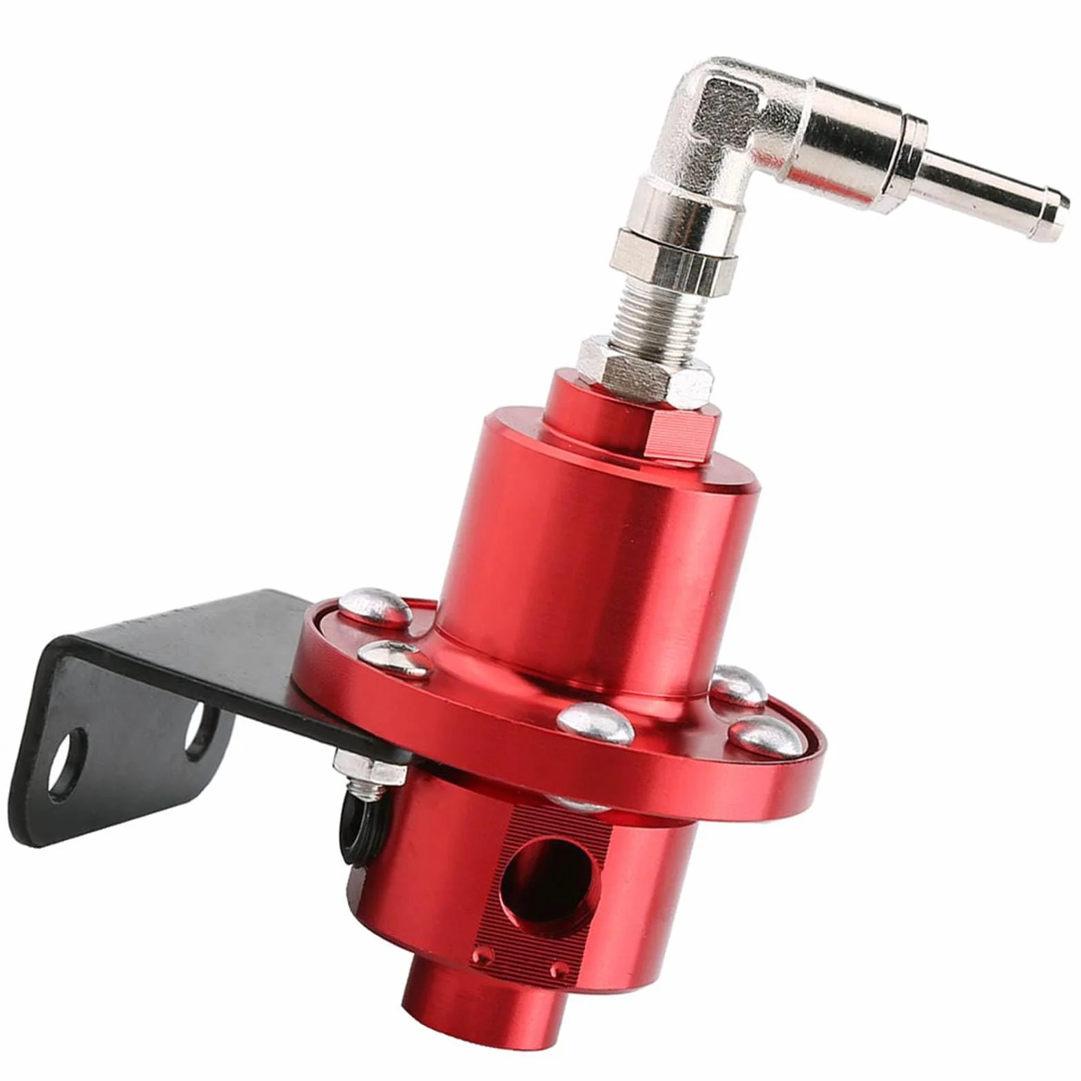 Yctze Regolatore Pressione Benzina - Componenti di distribuzione ricambi Auto Regolatore di Pressione del Carburante FPR Regolabile in Alluminio Universale con manometro per Auto Rossa
