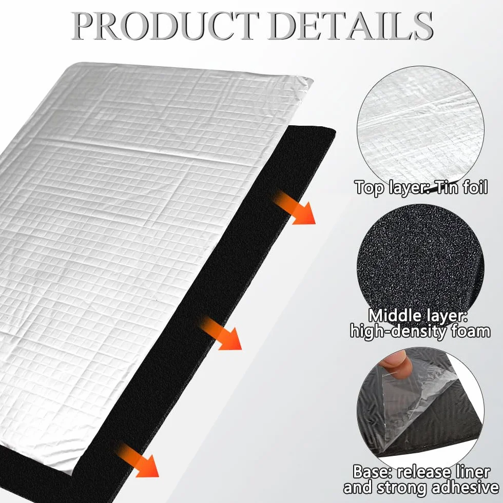 Tappetini Isolanti per Auto Isolante Termico Adesivo 250x180x5 mm Ignifugo Impermeabile