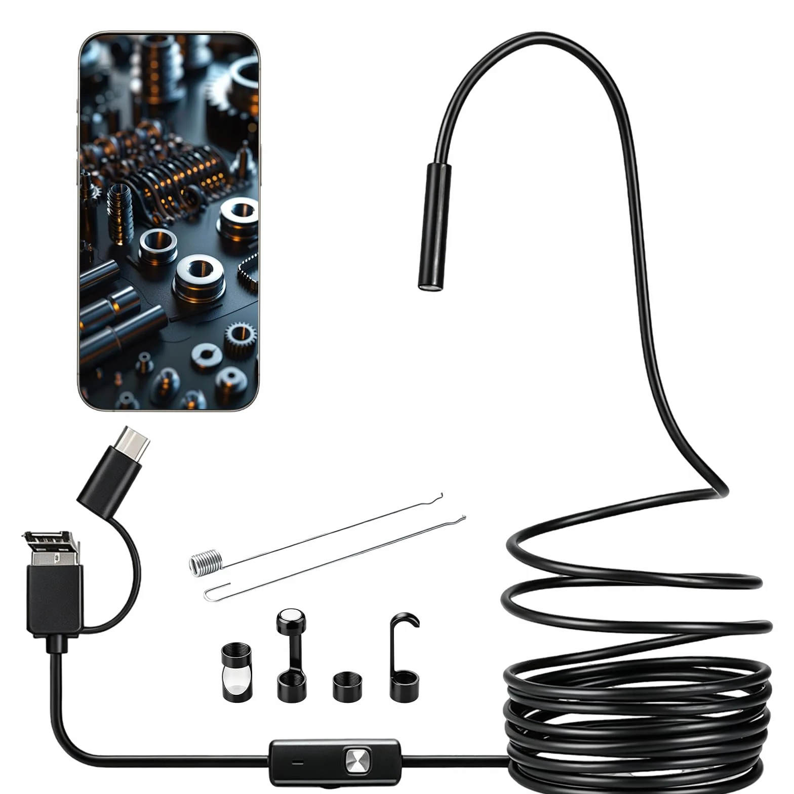Endoscopio per Smartphone 1920P HD IP67 Impermeabile Cavo 5M Android iOS