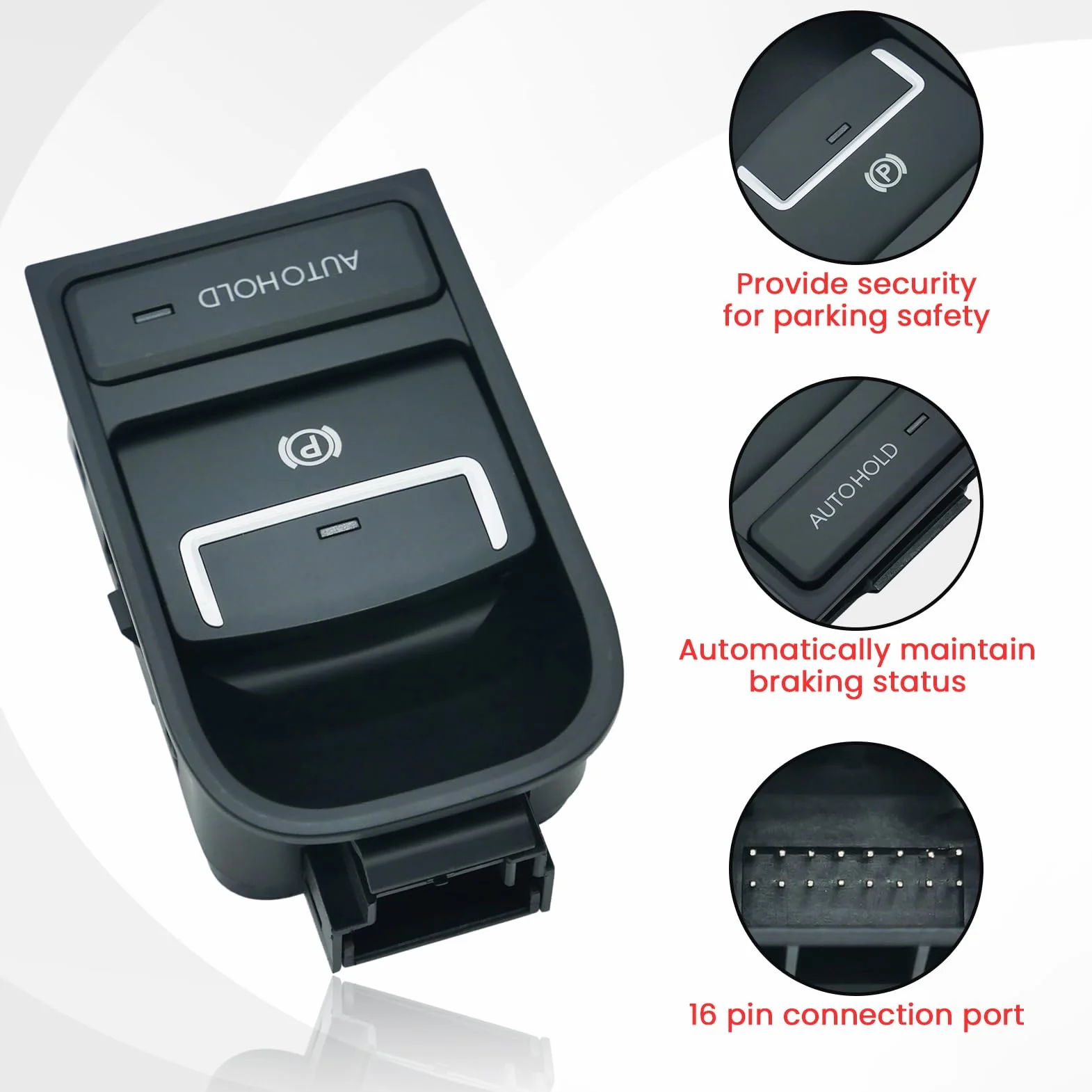 EPB Freno Mano Elettrico Per Sharan Tiguan Alhambra Interruttore Freno Pulsante Freno Di Stazionamento 5N0927225A 5N0927225 16 Pin