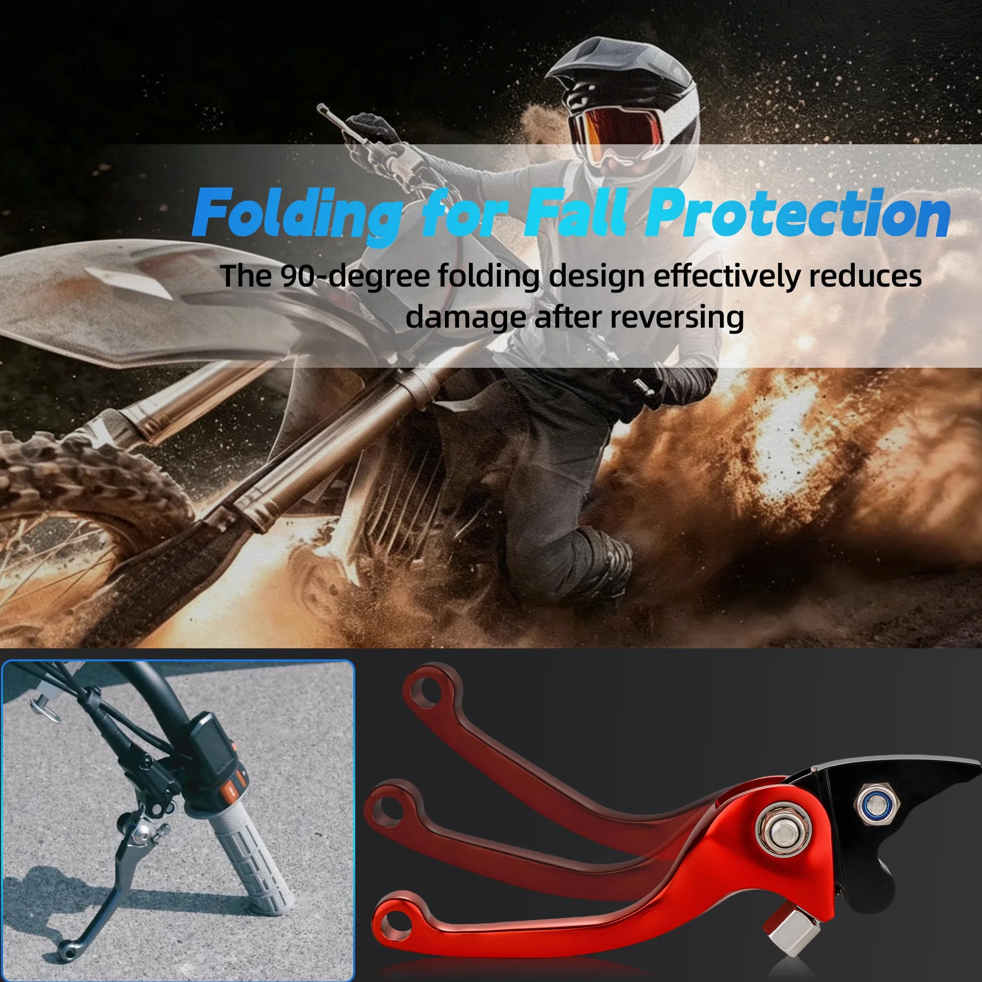 Leva frizione freno pit bike 1 coppia 7/8" 22mm alluminio forgiato pieghevole per 50CC-150CC CRF XR 90/110/125/140/150cc Pit Dirt Bike ATV Mini Bike Rosso