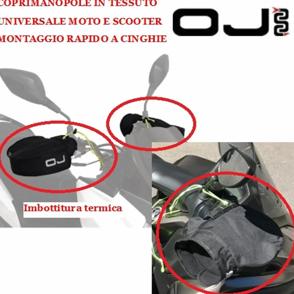 OJ C011 Micro Pro Hand- Set Coprimani Universale, 100% Poliestere spalmato con tecnologia wind resistance, Compatibile con Scooter, Maxi scooter e Moto, Nero, Taglia Unica