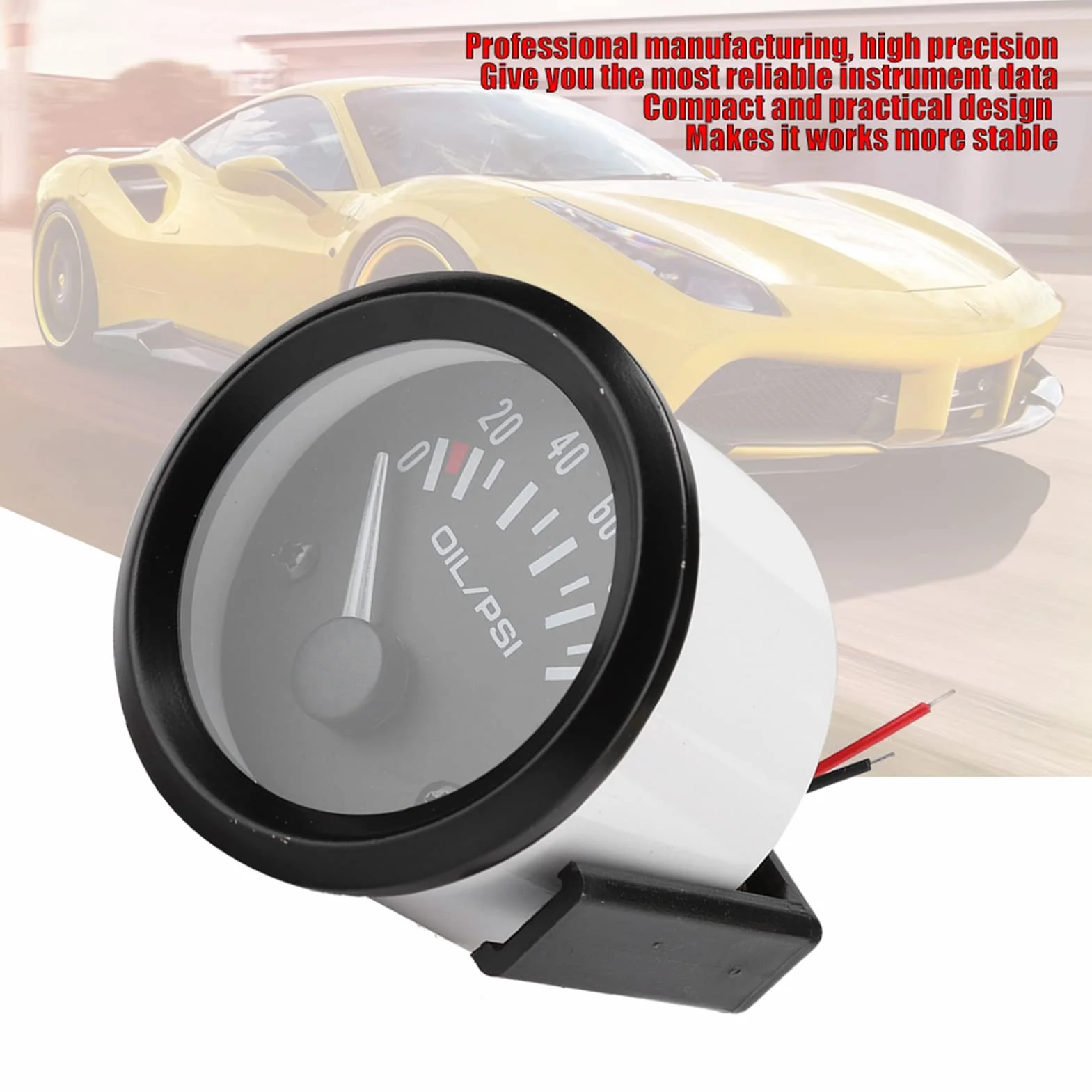 Manometro Olio, 52mm/2 Pollici 12V Indicatore Elettromagnetico per Manometro Olio Universale per Auto Misuratore Modificato Automaticamente