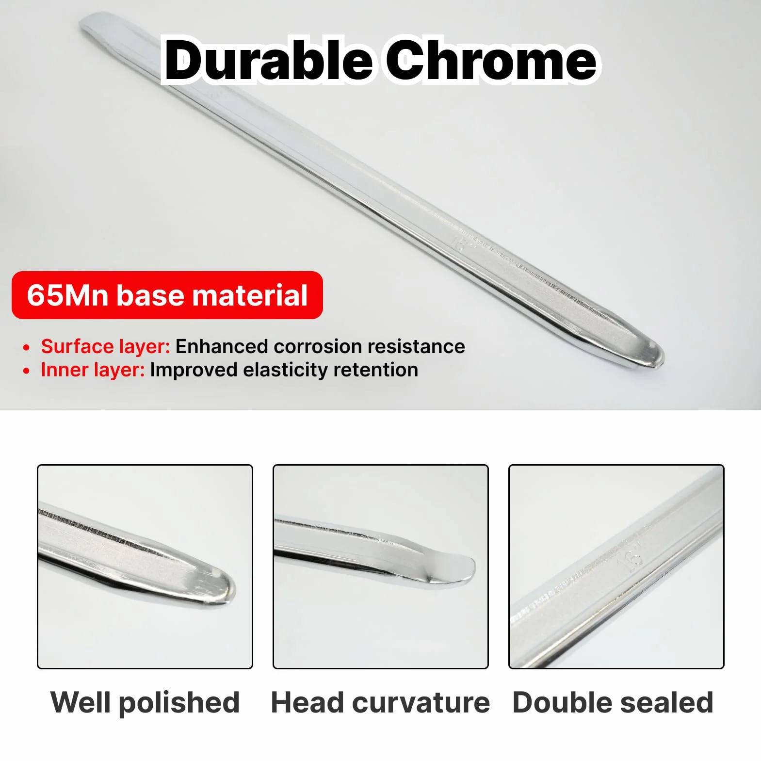 Strumento per Smontaggio Pneumatici 40 cm Acciaio Inox Cromato Leva per Pneumatici Manuale Utensili Riparazione