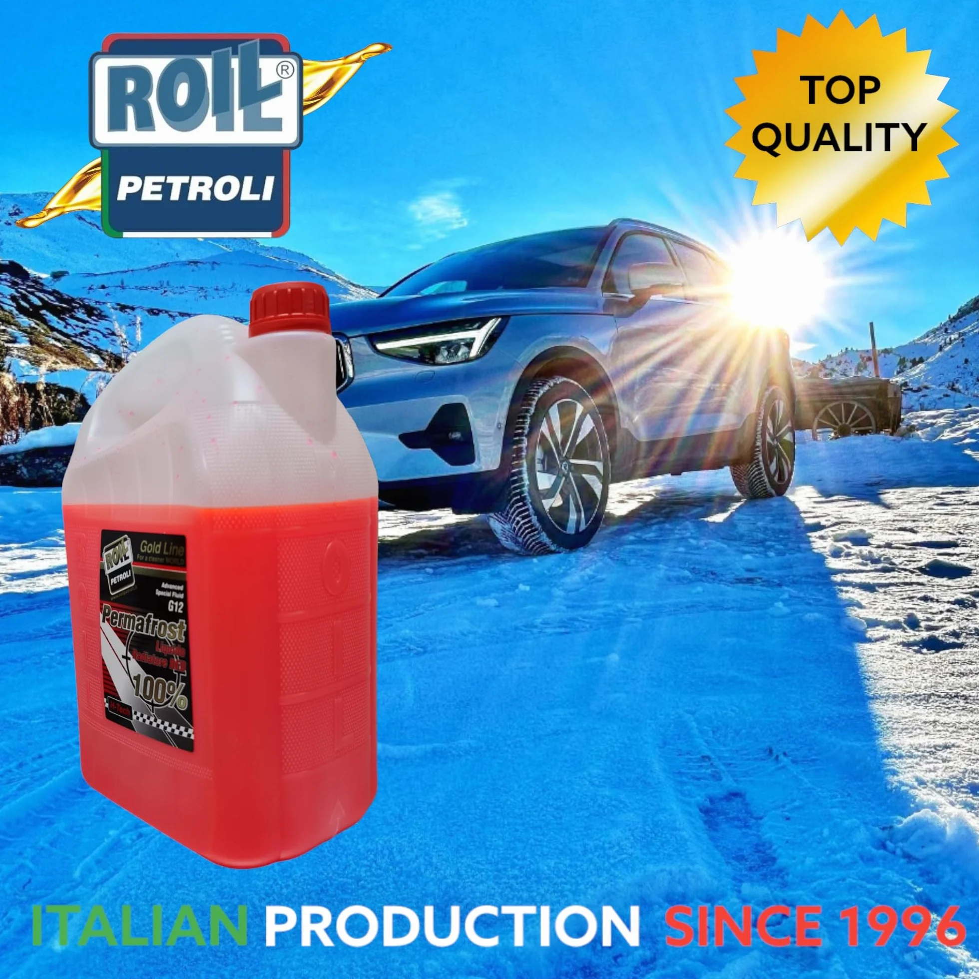 Roil PERMAFROST ANTIGELO Rosso G 12 SUPERCONCENTRATO Diluito al 50% con Acqua, Si ottengono 10 Litri di Liquido Pronto all'Uso con Protezione -40° +120° (5 kg.)