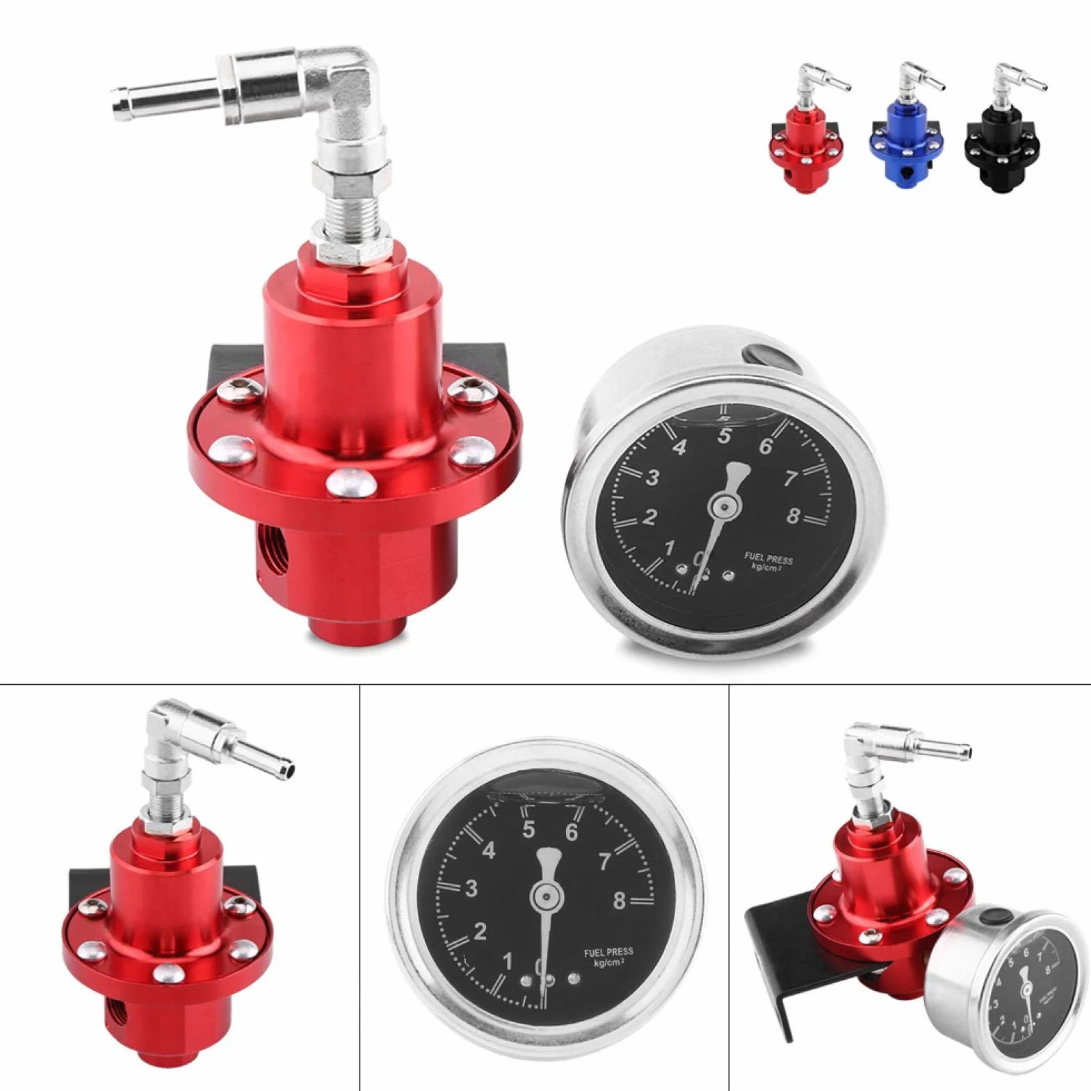 Regolatore Pressione Benzina - Kit Regolare Pressione Carburante Regolatore Carburante Adatto Perfuel Pressure Regulator Kit Black Universal Aluminum Adjustable Fpr With Gauge Automotive