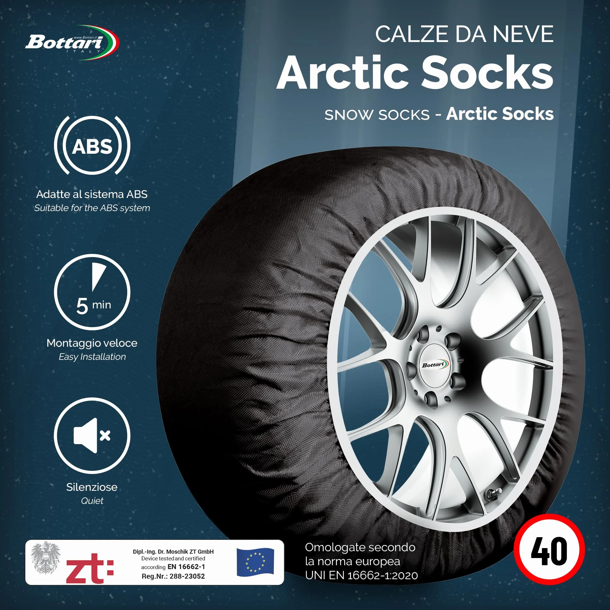 Bottari Calze da Neve Omologate Italia Arctic Socks 2 Calze Taglia M Nero R13-R19