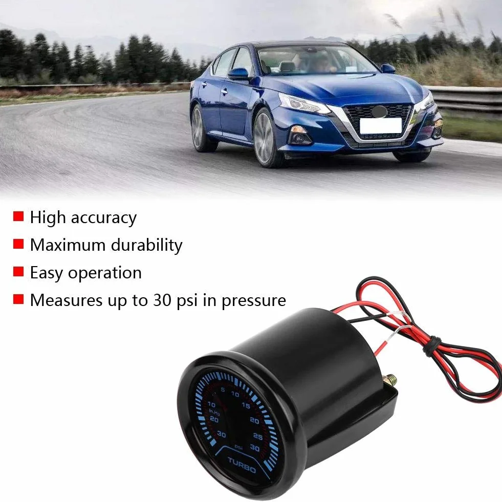 Misuratore di Pressione Universale 52mm per Turbocompressore, Quadrante Fumé, Indicatore di Pressione Adatto a Veicoli Turbo
