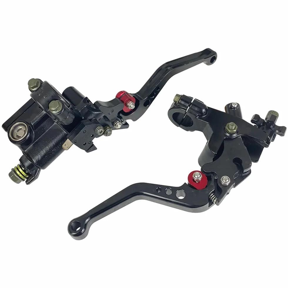 Upgrade 7/8" 22mm Universale Pompa Cilindro Maestro Freno Leva frizione Sinistra Destra Set Compatibile con Polaris Yama-ha Suzuki Honda Kawa-saki Moto (Nero)