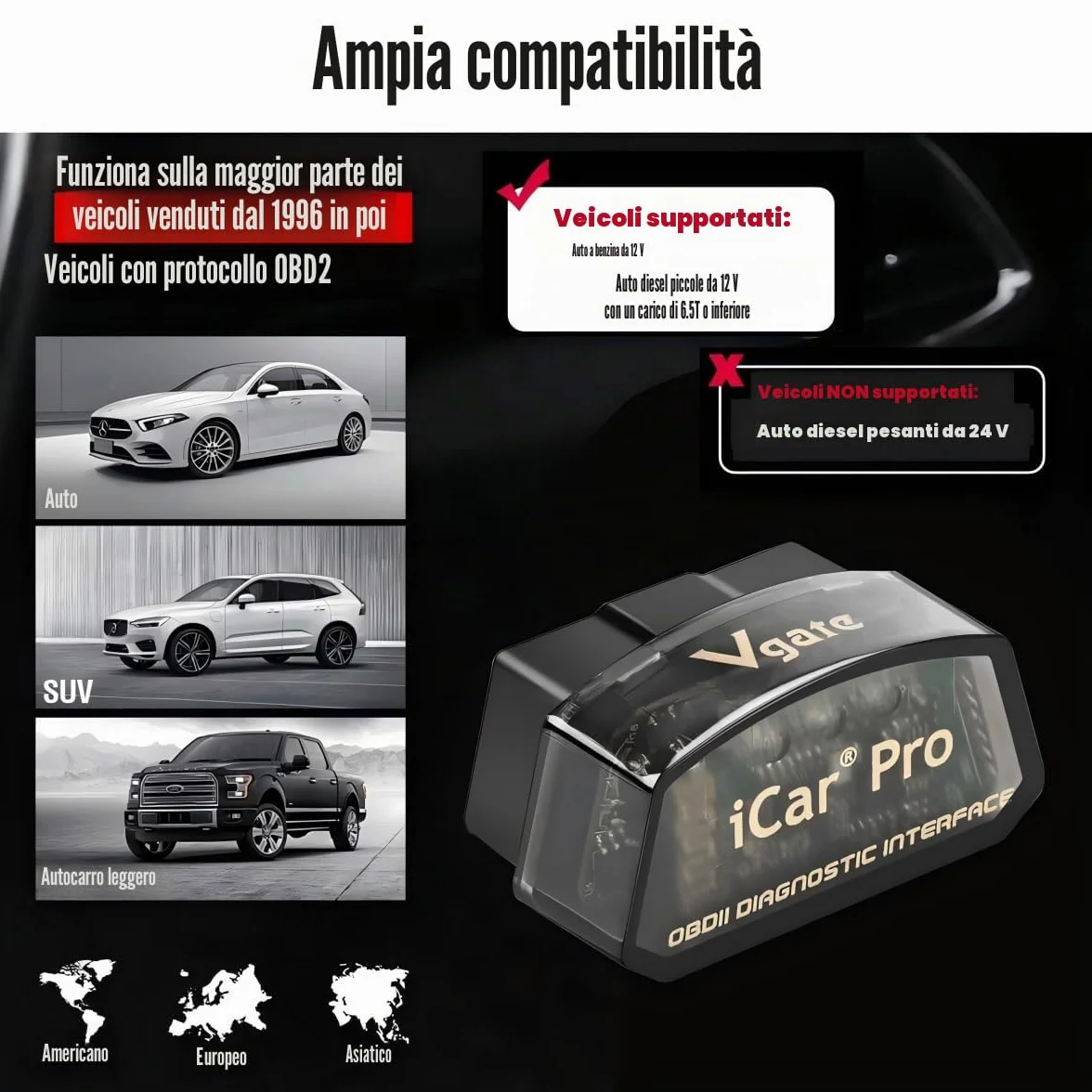 Vgate iCar Pro Bluetooth 4.0 BLE OBD2 Lettore di codici di guasto OBDII Scanner Auto Check Engine Light