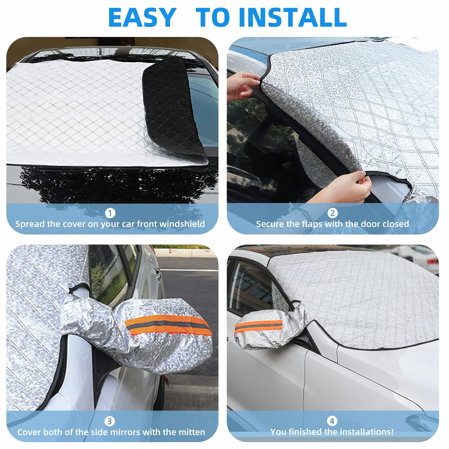 HIFROM Protezione Parabrezza Auto 145x120cm Magnetico Impermeabile Anti Neve Ghiaccio Gelo