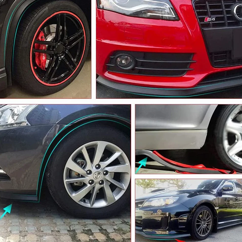 Spoiler Anteriore Universale Rubber Bumper Lip Gomma Paraurti Autoadesivo 2.5M