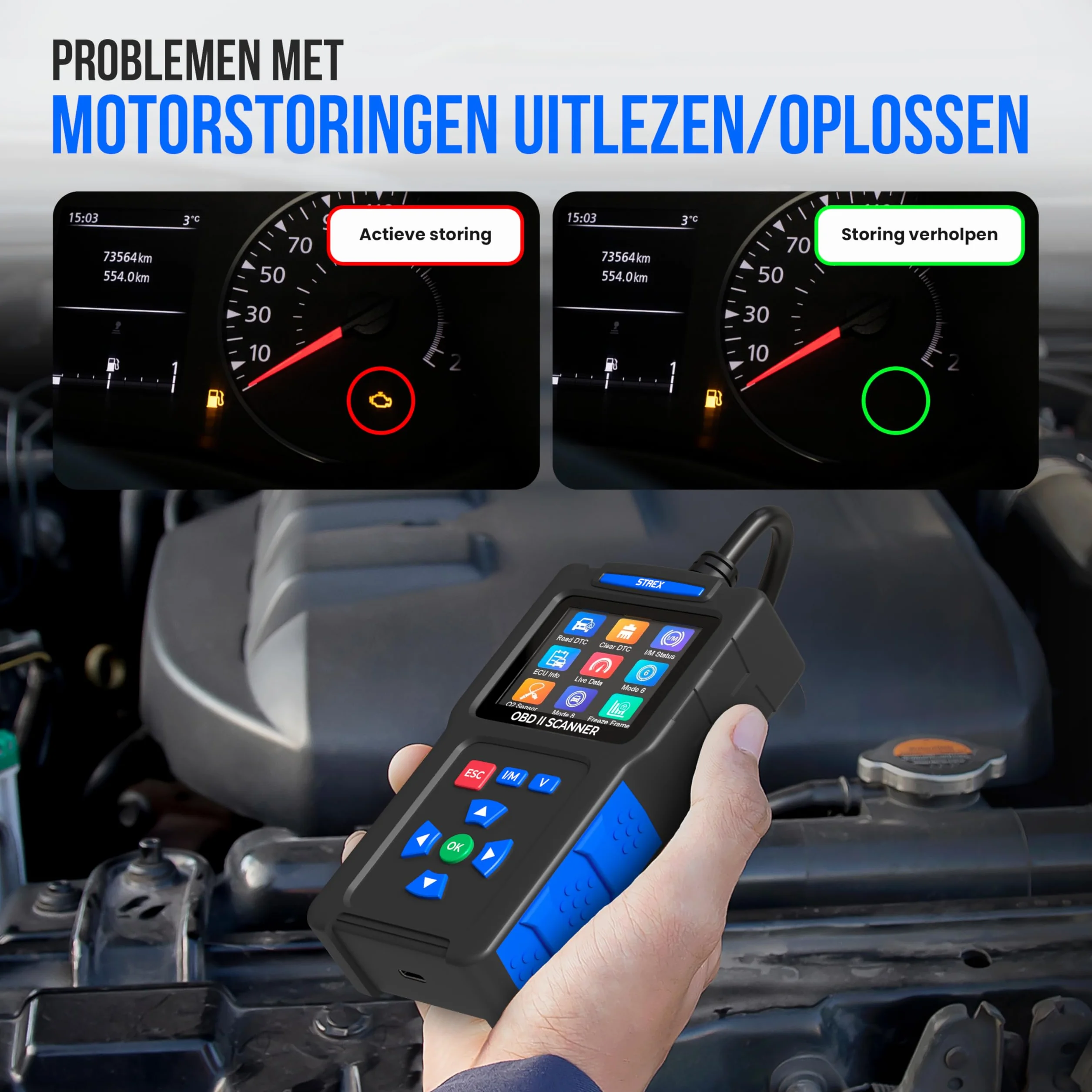 Strex OBD2 Scanner Auto Diagnostica Lettura Automatica Rimozione Malfunzionamento Motore