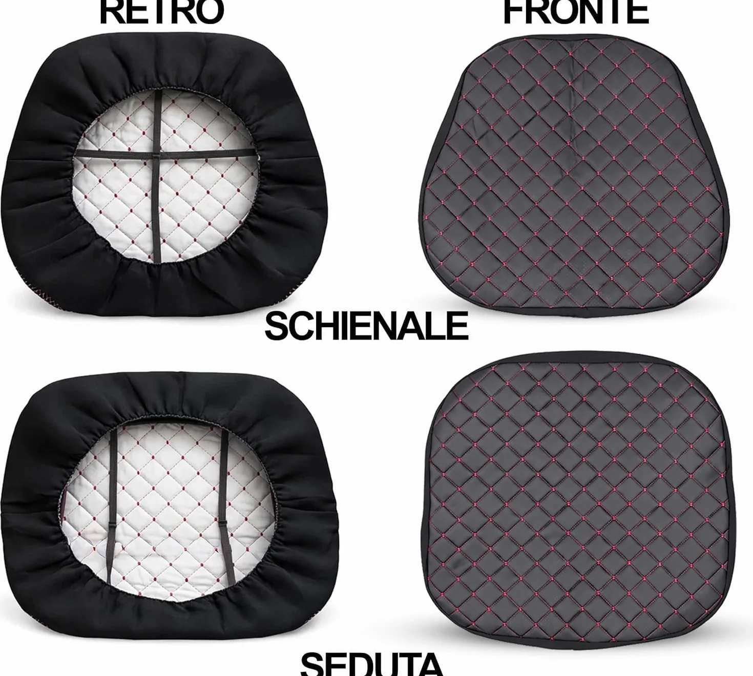 Coprisedile Universale per Trattore in Ecopelle Trapuntata Cuciture Rinforzate Grigio Nero