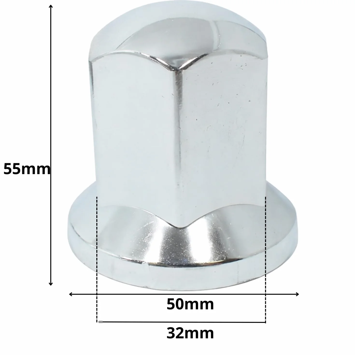 25x Tappi dado ruota lunghi 32 mm, cromati, in plastica, per rimorchio di camion