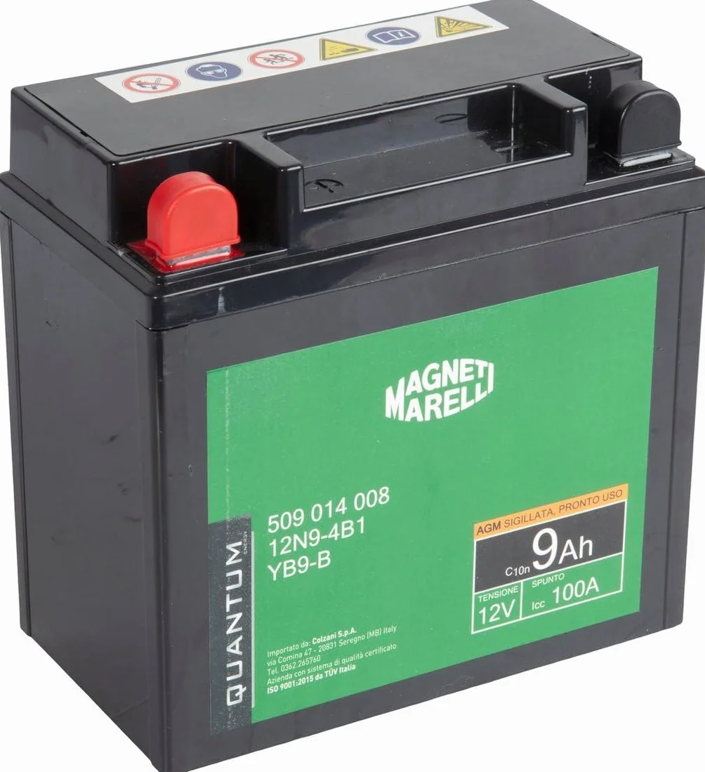 Quantum Energy Magneti marelli batteria moto e scooter 9AH 12V 100A tecnologia AGM sigillata polo positivo sinistro