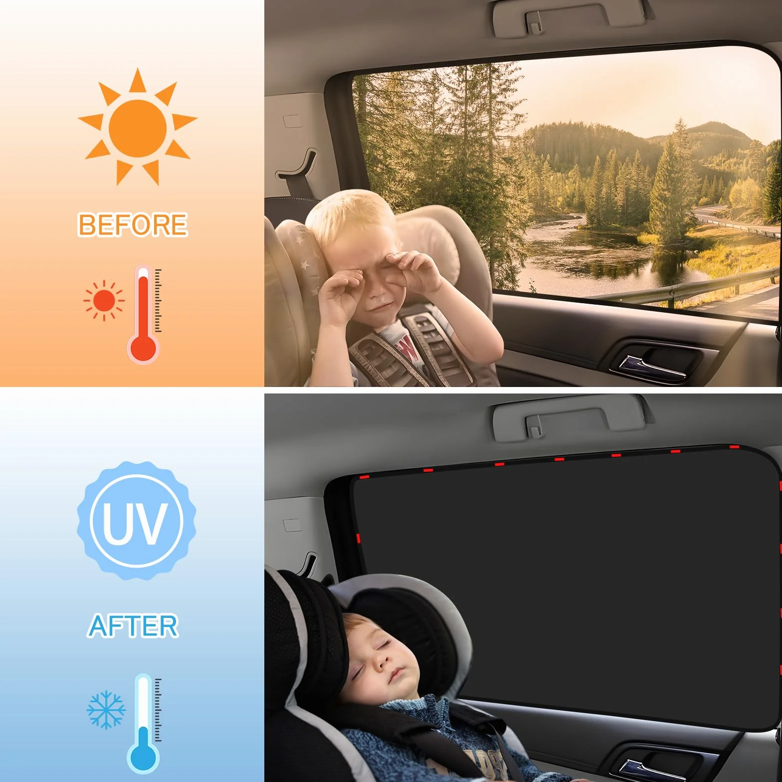 ZATOOTO Parasole per Auto 4 Pezzi Protezione Solare Anti-UV Poliestere Nero