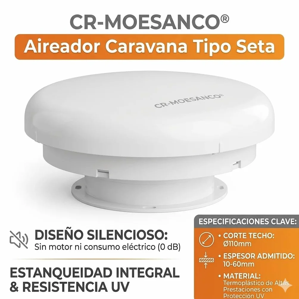 CR-MOESANCO Aeratore a Fungo per Camper Ø110mm Bianco Anti-Condensa Umidità