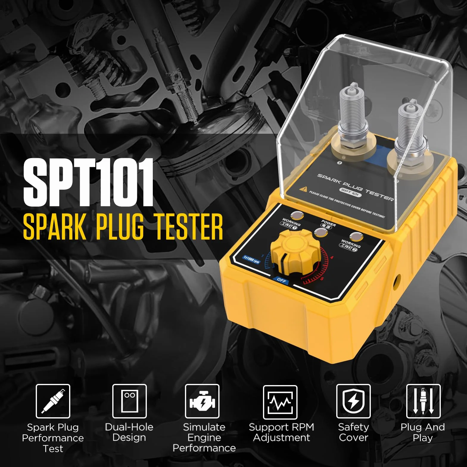 SPT101 Automotive Candela Tester Rilevatore a doppio foro 110V/220V
