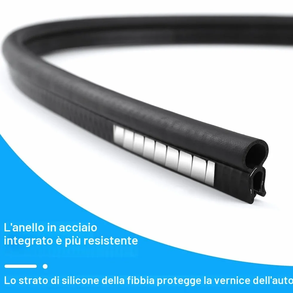 Guarnizione per portiera auto, 6m Guarnizione in gomma per bagagliaio, protezione bordi con guarnizione superiore, per auto, barche, camper, camion e applicazioni domestiche