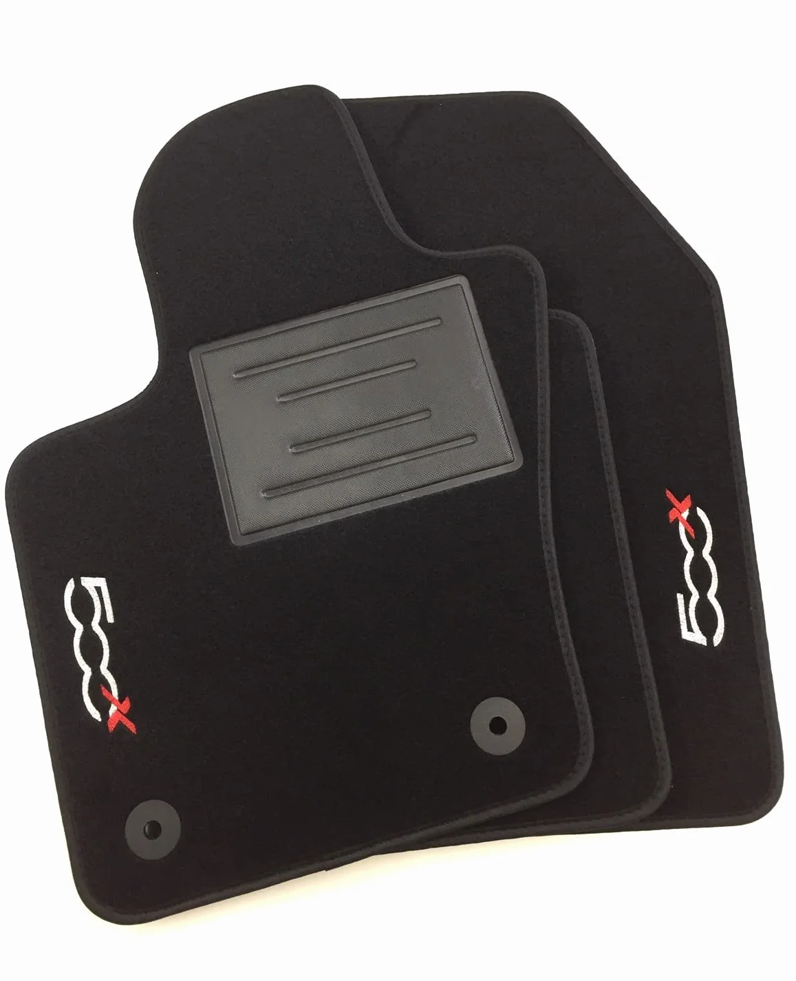 ASC Tappetini Auto Compatibili con Fiat 500X Cross-Lounge-Sport 2014-2024, Moquette, 2 Loghi Ricamati, Bordo Antiscivolo Nero, Bottoni e Battitacco